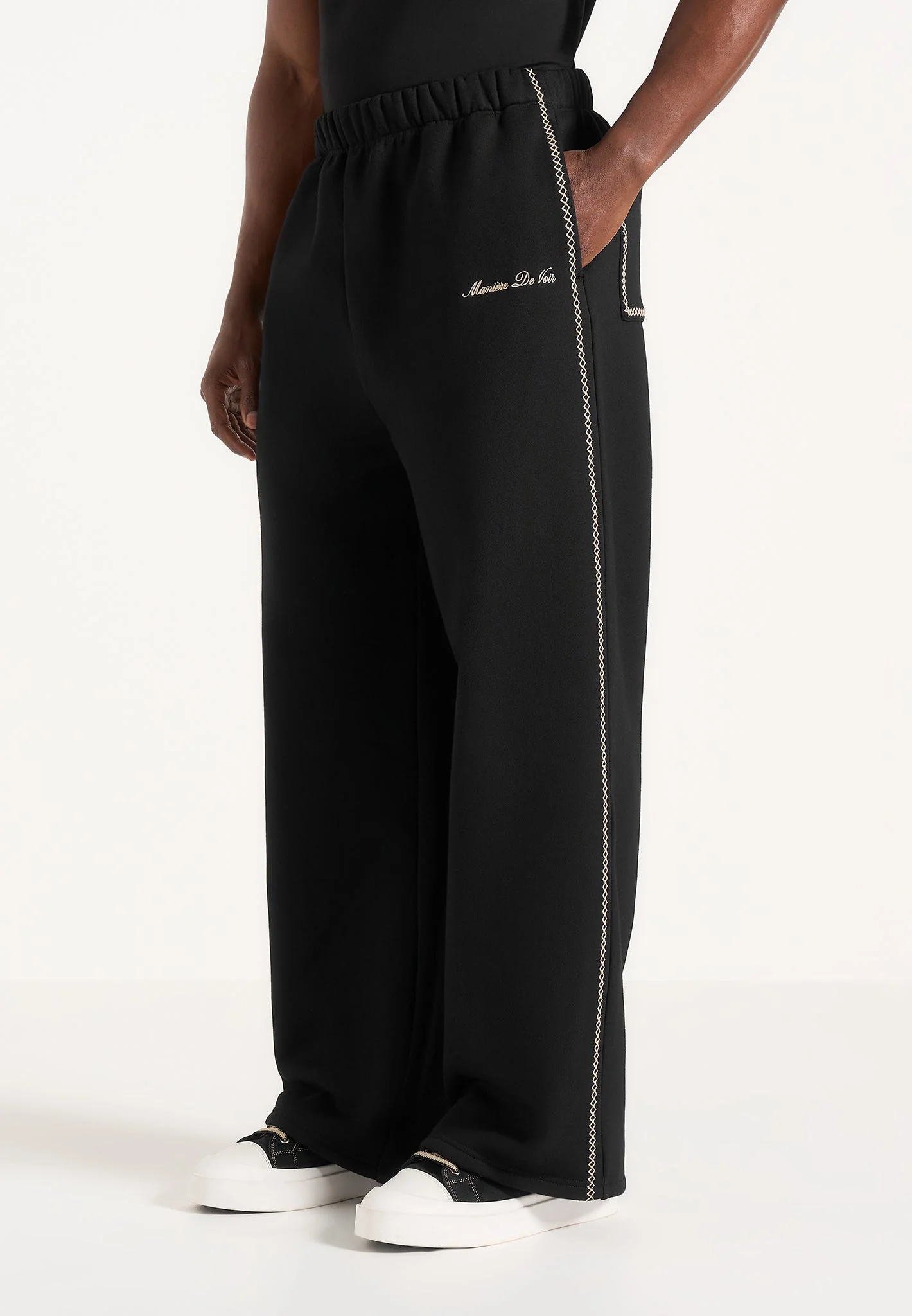 Morgan - Unisex Whipstitch Regular Joggers - Black - Image 2