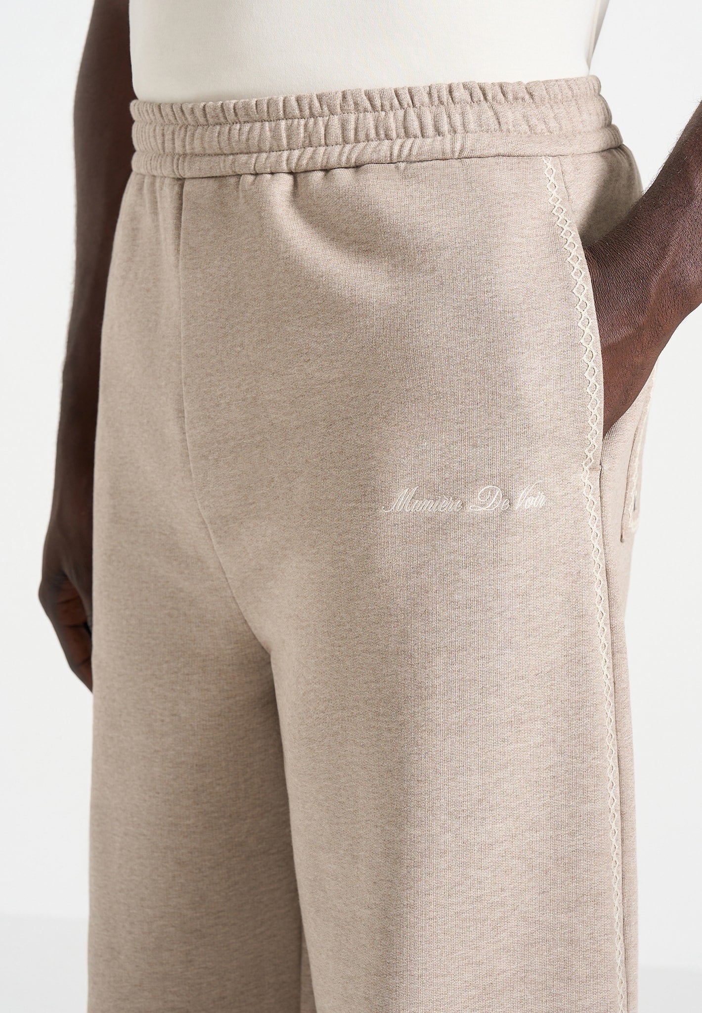 Morgan - Unisex Whipstitch Wide Leg Jogger - Taupe - Image 4