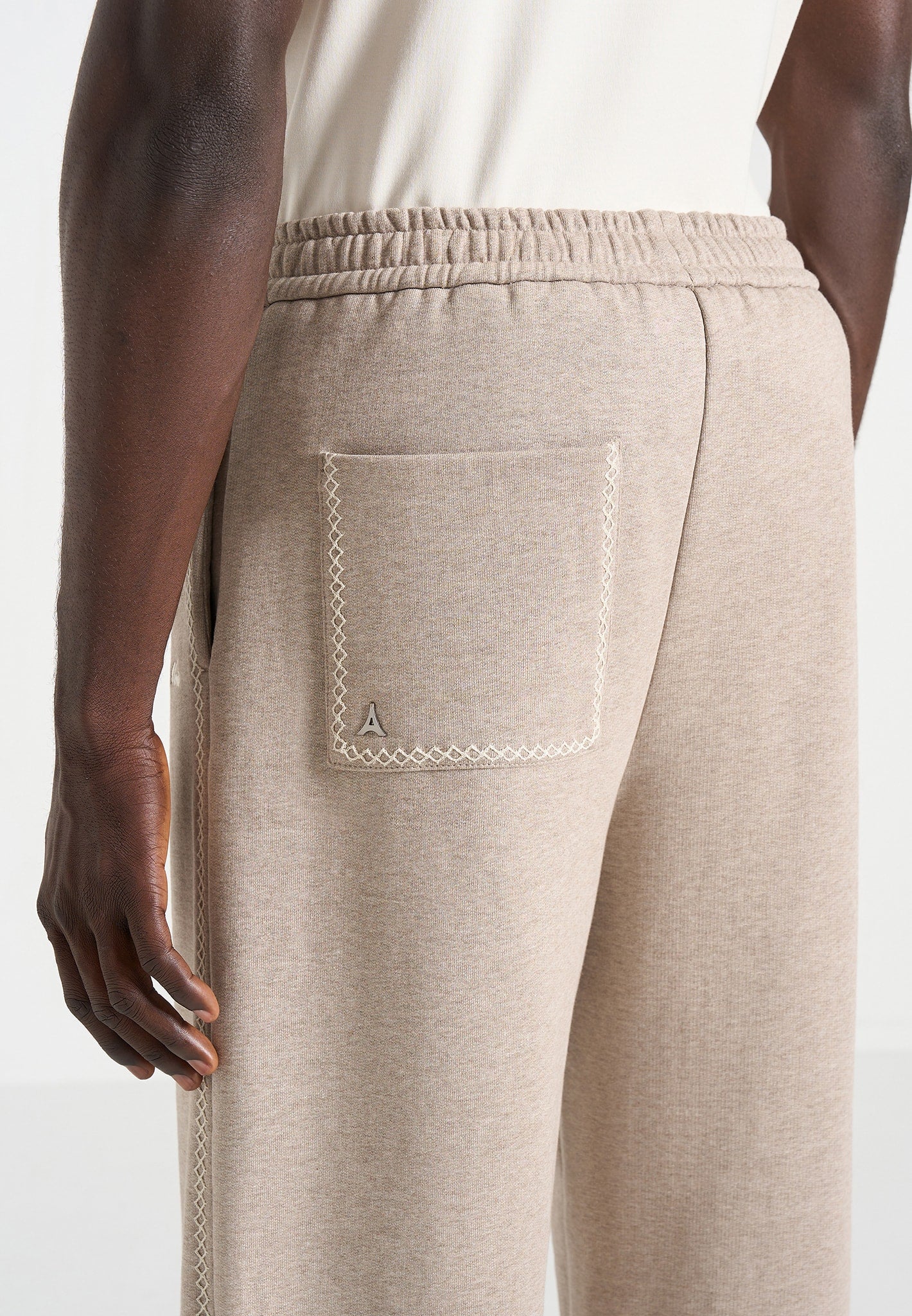 Morgan - Unisex Whipstitch Wide Leg Jogger - Taupe - Image 6