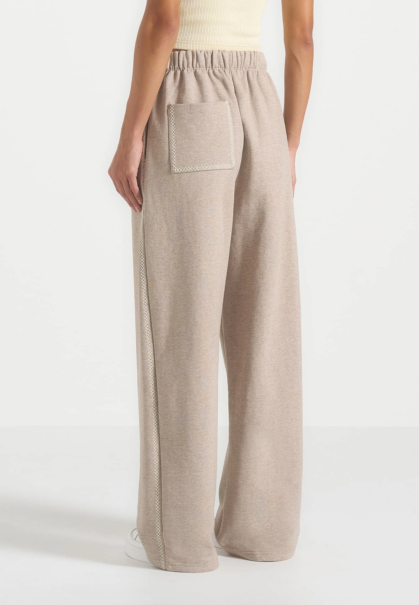 Morgan - Unisex Whipstitch Wide Leg Jogger - Taupe - Image 9