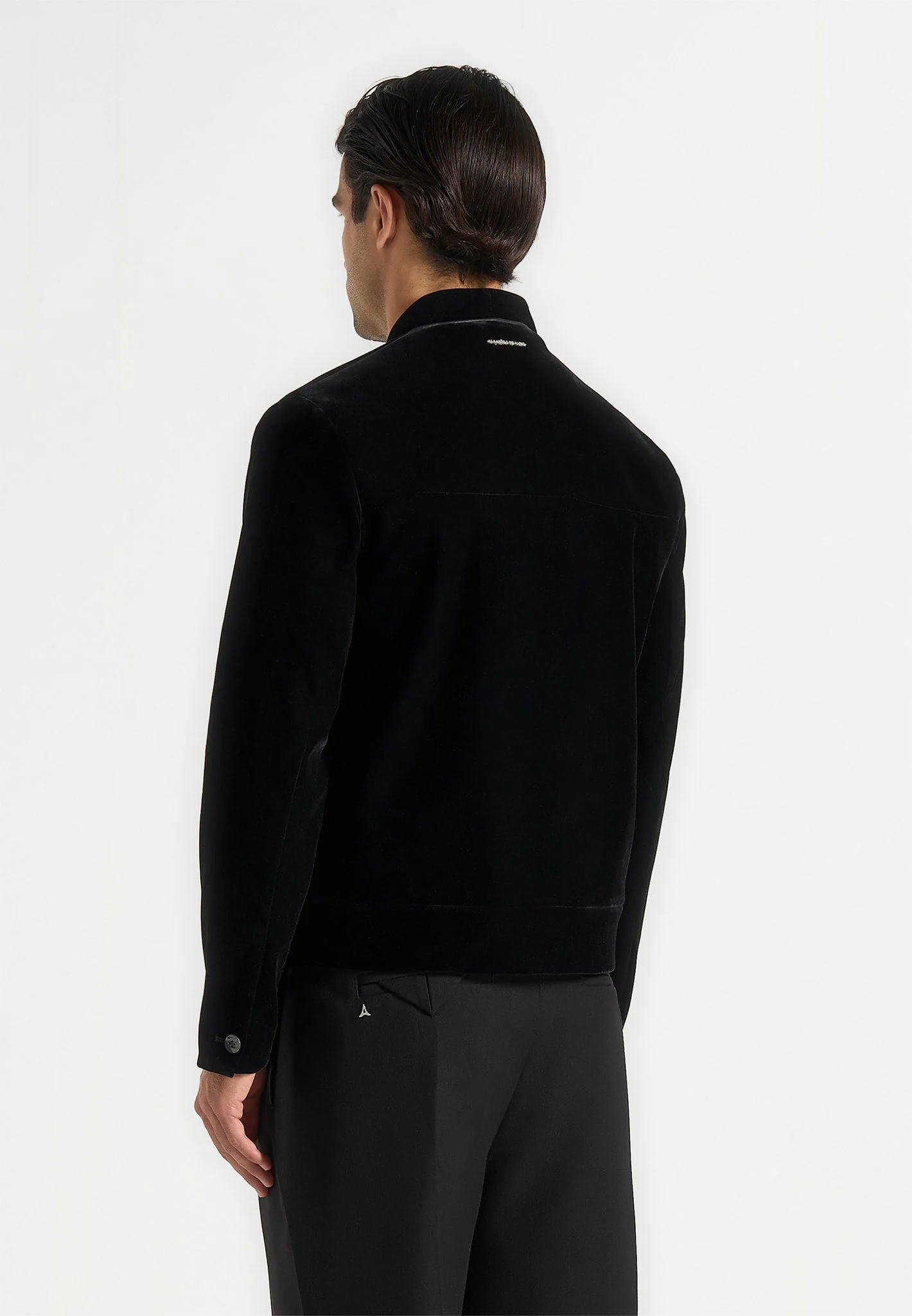 Nassim - Velvet Jacket With Contrast Piping - Black - Image 4