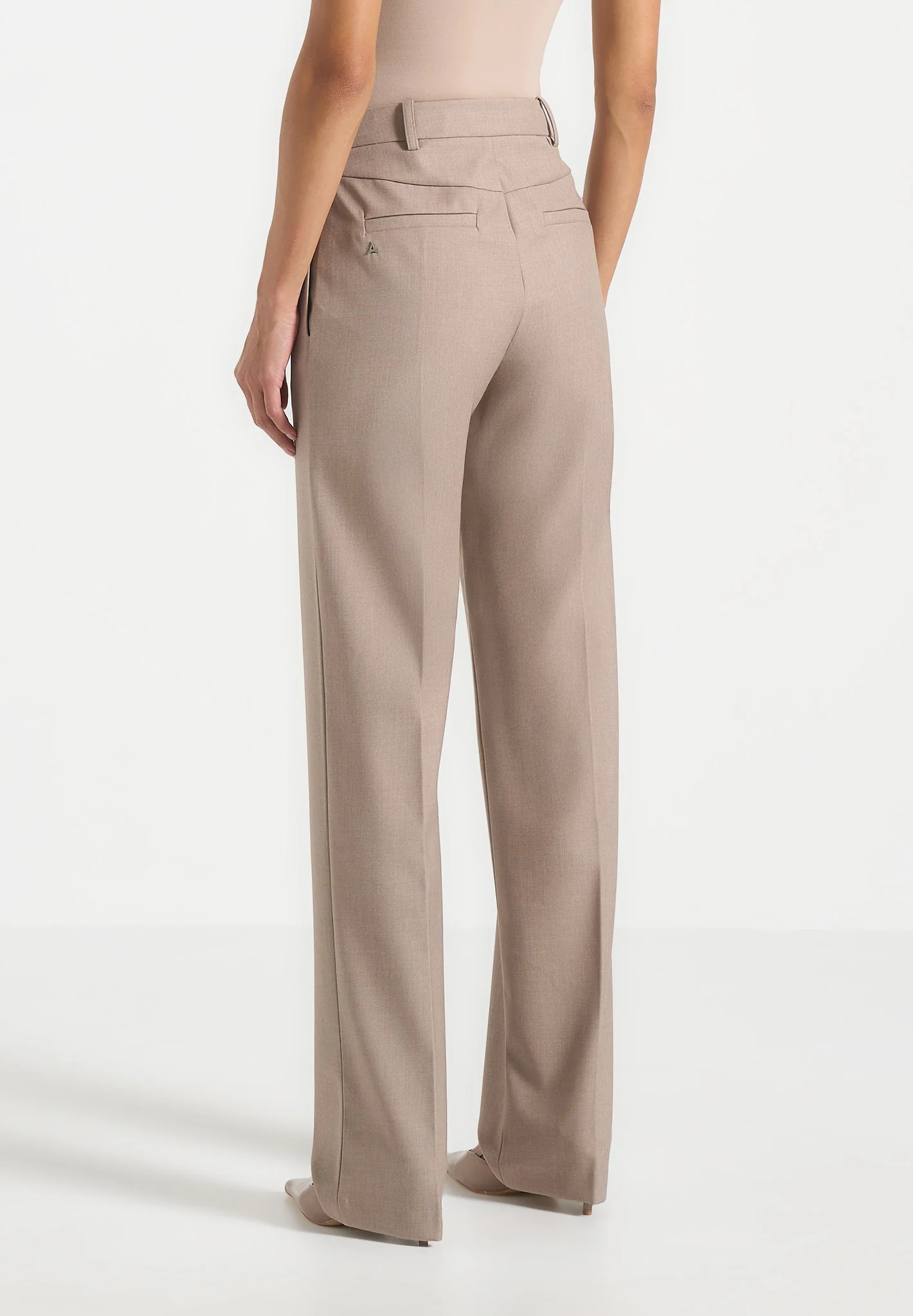 Nina - Cigarette Fit Tailored Trousers - Mushroom - Image 4