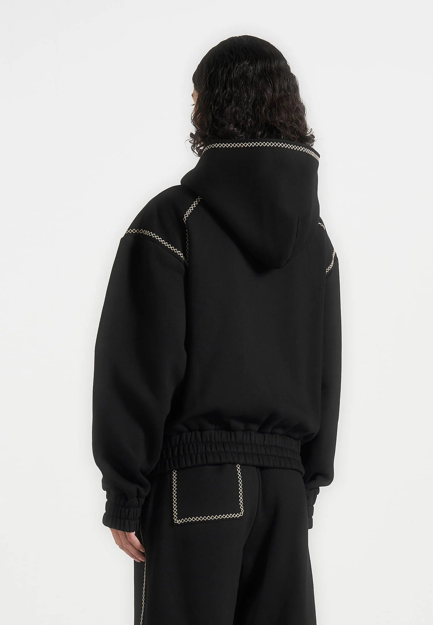 Ollie - Unisex Whipstitch Raglan Effect Zip Hoodie - Black - Image 7