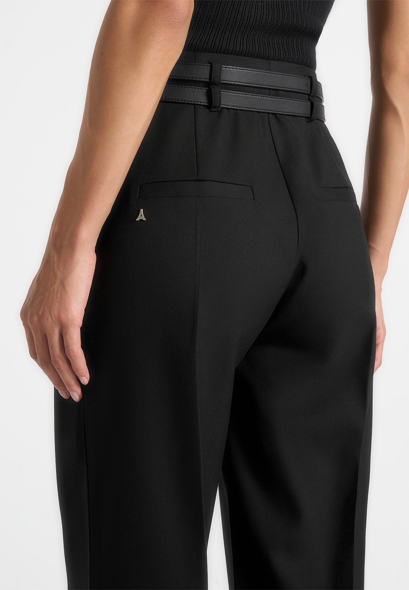 Pascale - Tailored Twin Belt Trousers - Black - Image 5