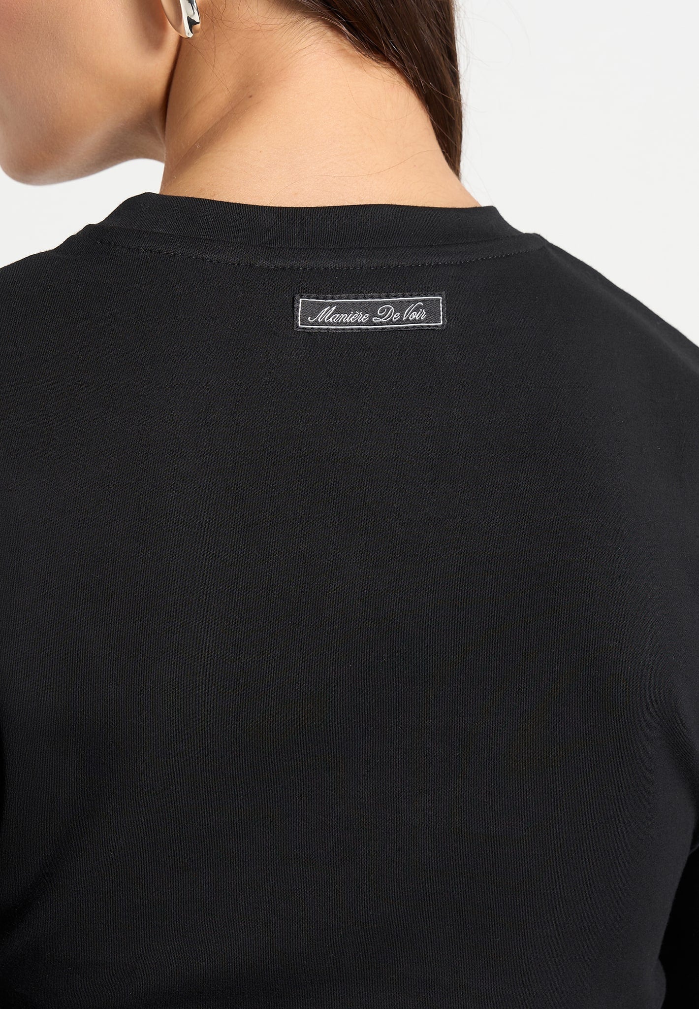 Pauline - Ruched  Asymmetric Cotton T-Shirt - Black - Image 3