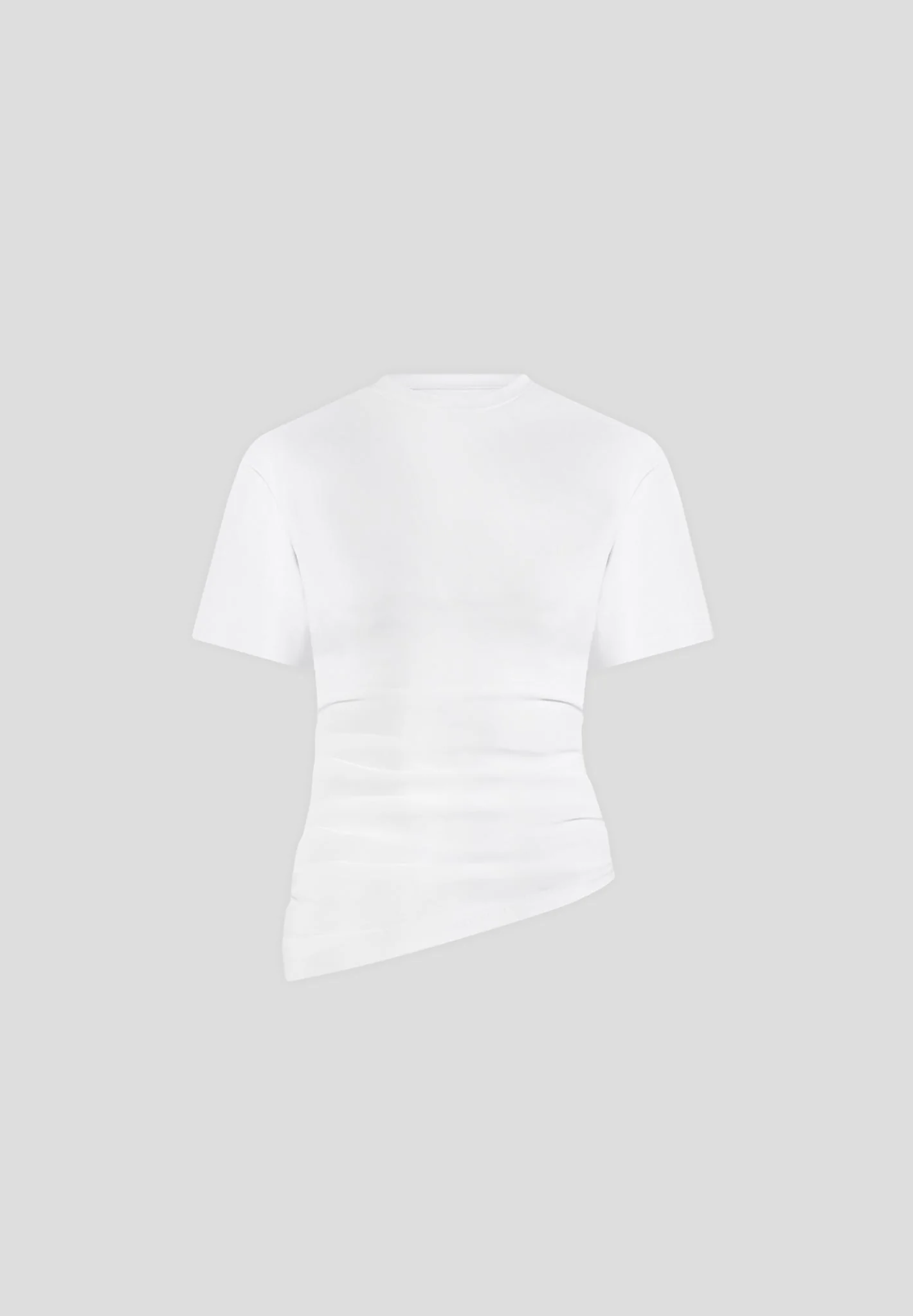 Pauline - Ruched Asymmetric Cotton T-Shirt - White - Image 5