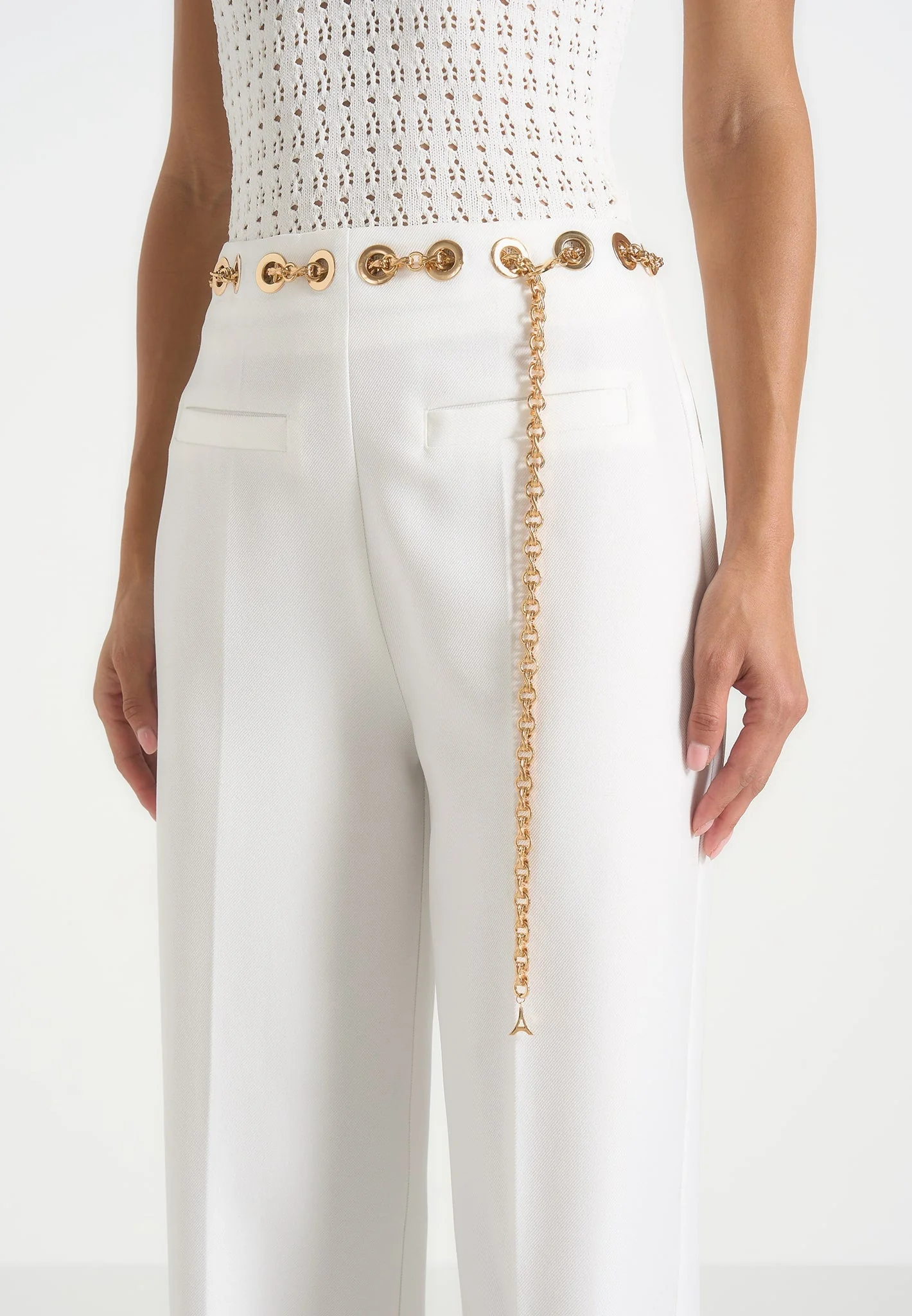 Perrine - Hardware Detail Belted Trousers - White - Image 3