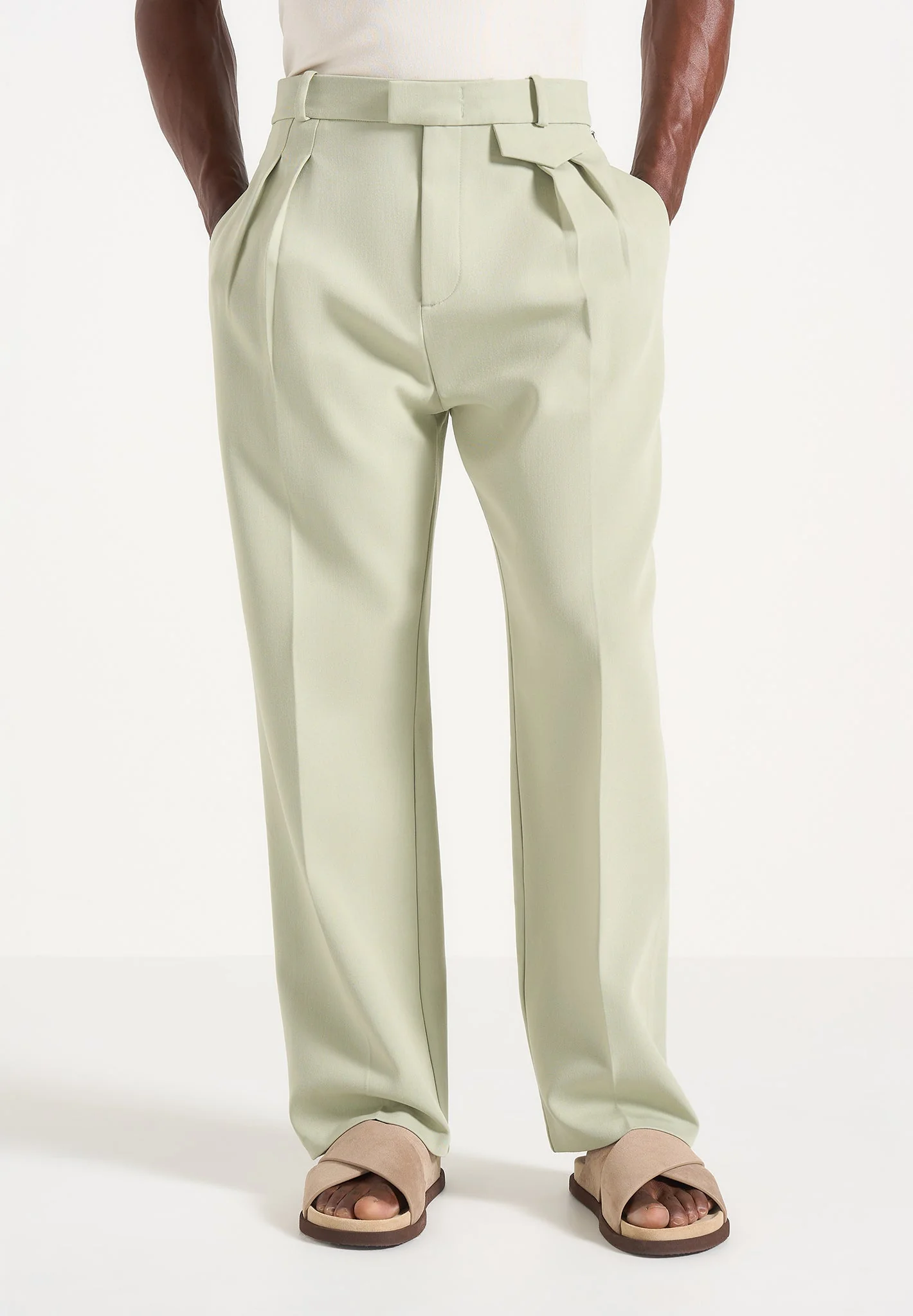 Pierre - Twin Pleat Tailored Pants - Sage