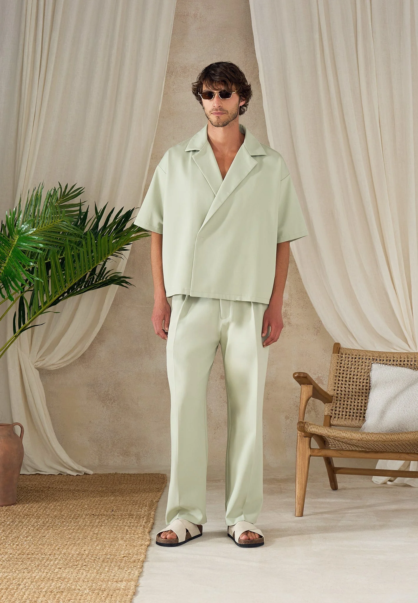 Pierre - Twin Pleat Tailored Pants - Sage - Image 6