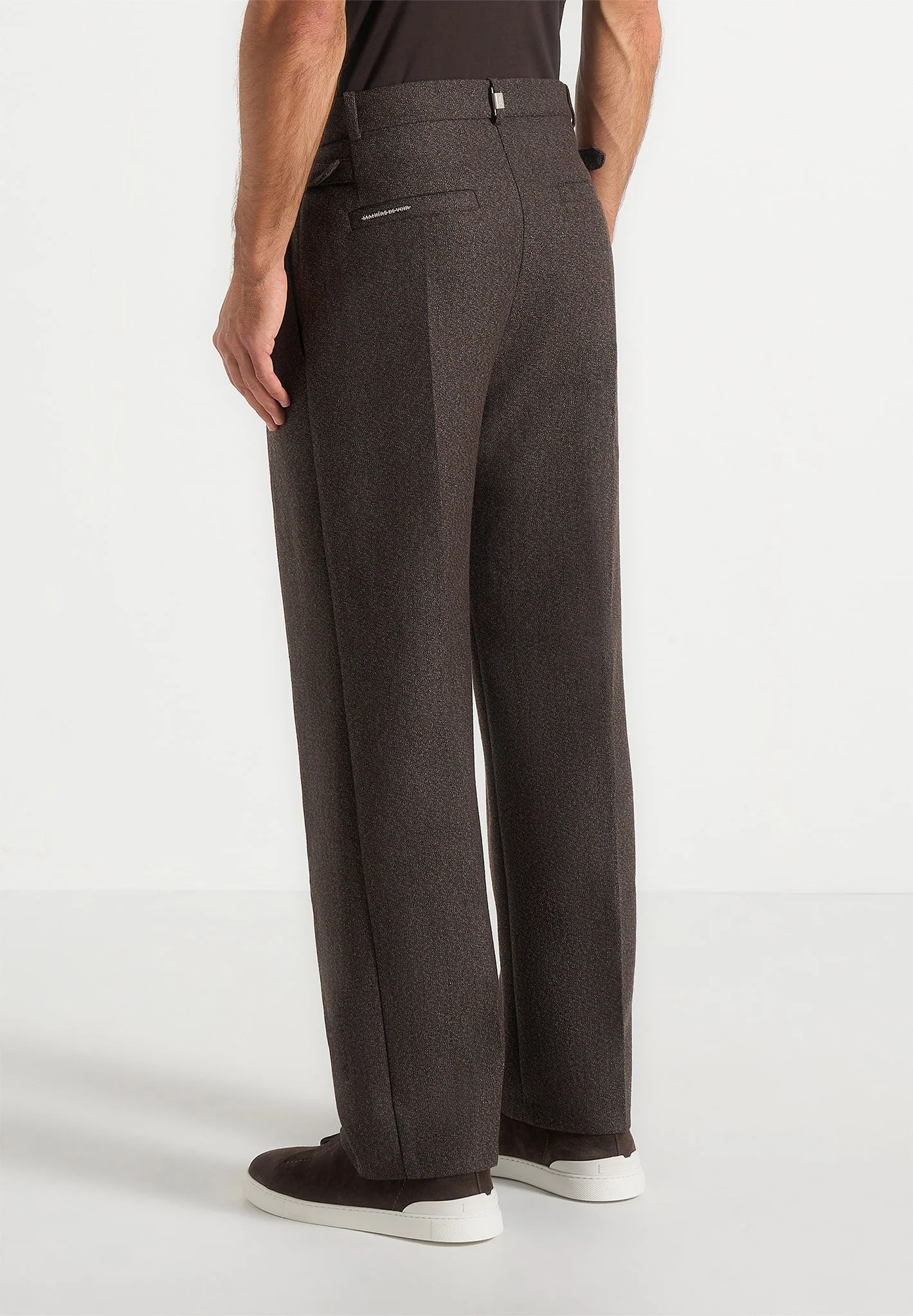 Pierre - Twin Pleat Melange Tailored Pants - Brown - Image 6