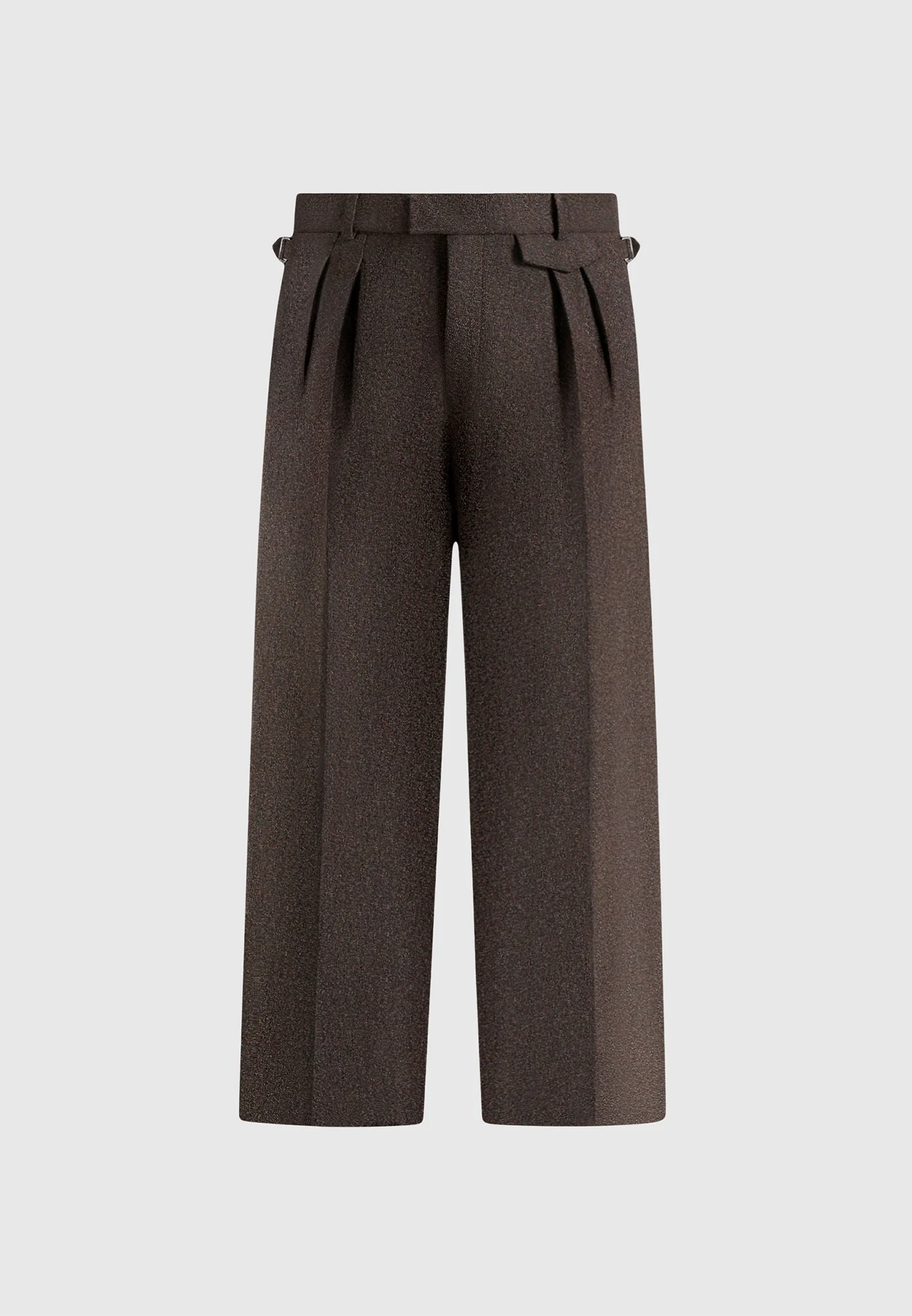 Pierre - Twin Pleat Melange Tailored Pants - Brown - Image 8