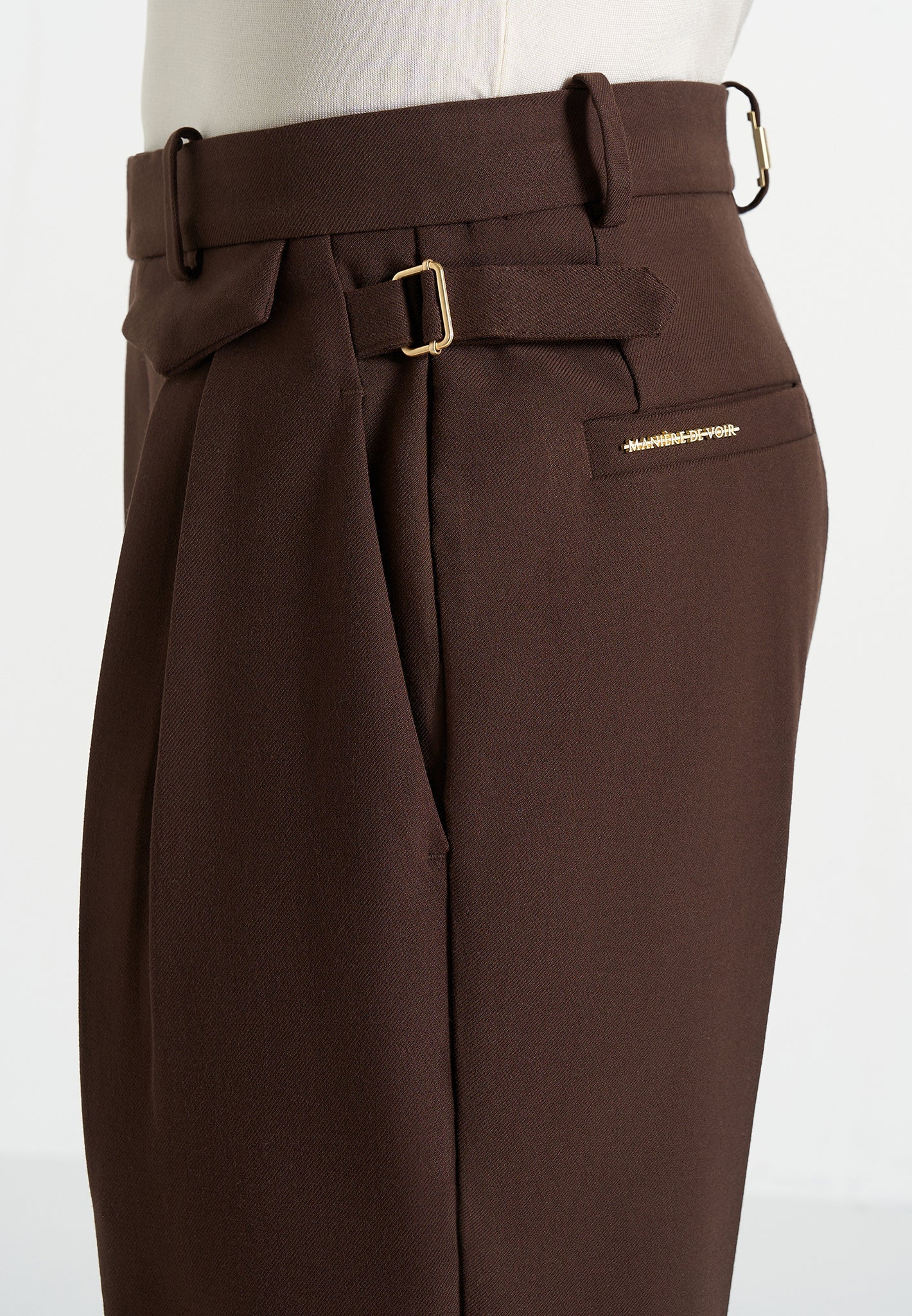 Pierre - Twin Pleat Tailored Pants - Brown - Image 6