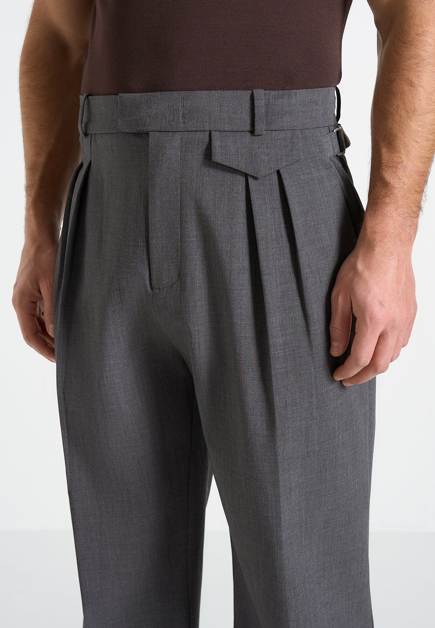 Pierre - Twin Pleat Tailored Pants - Grey - Image 3