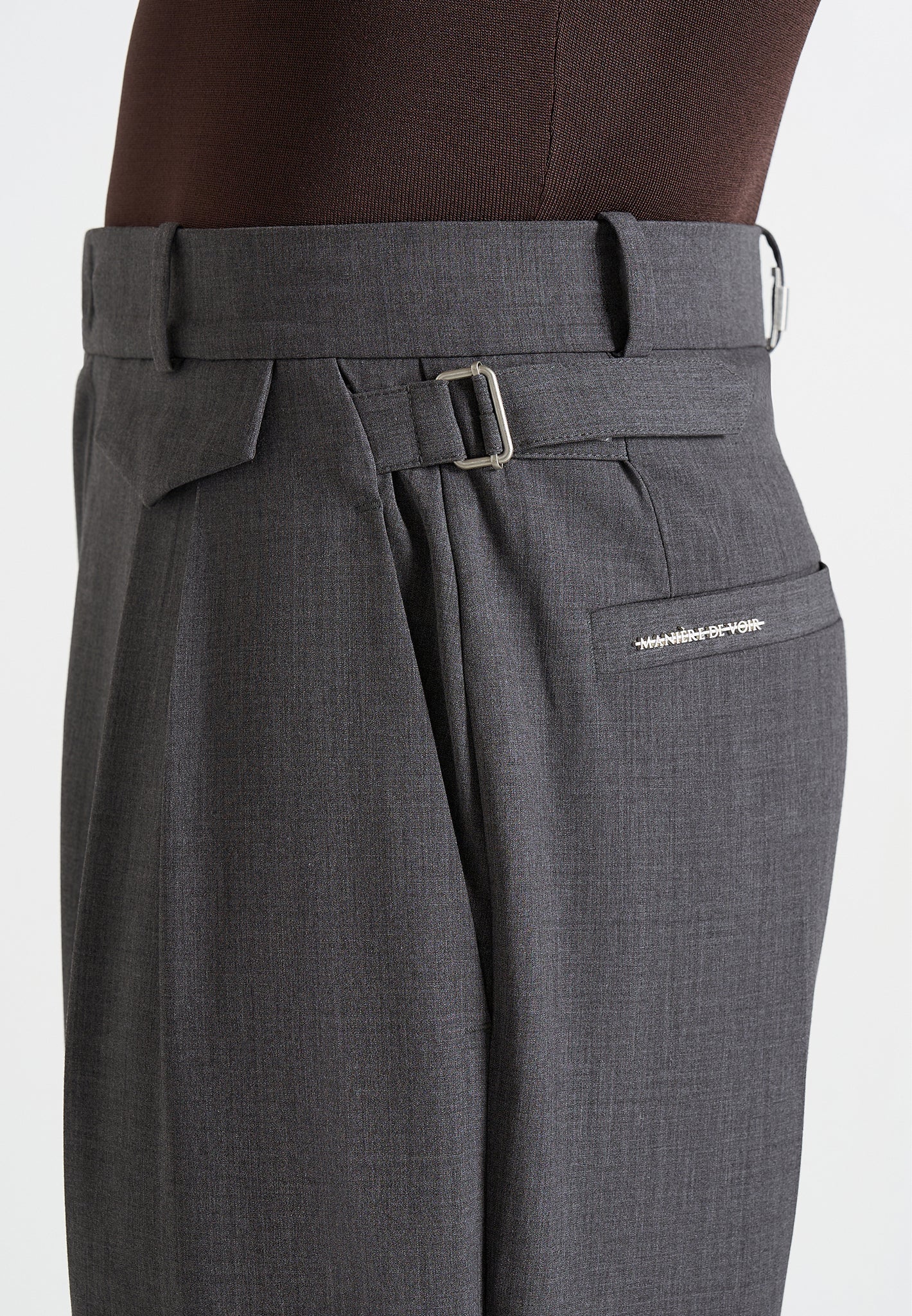 Pierre - Twin Pleat Tailored Pants - Grey - Image 4