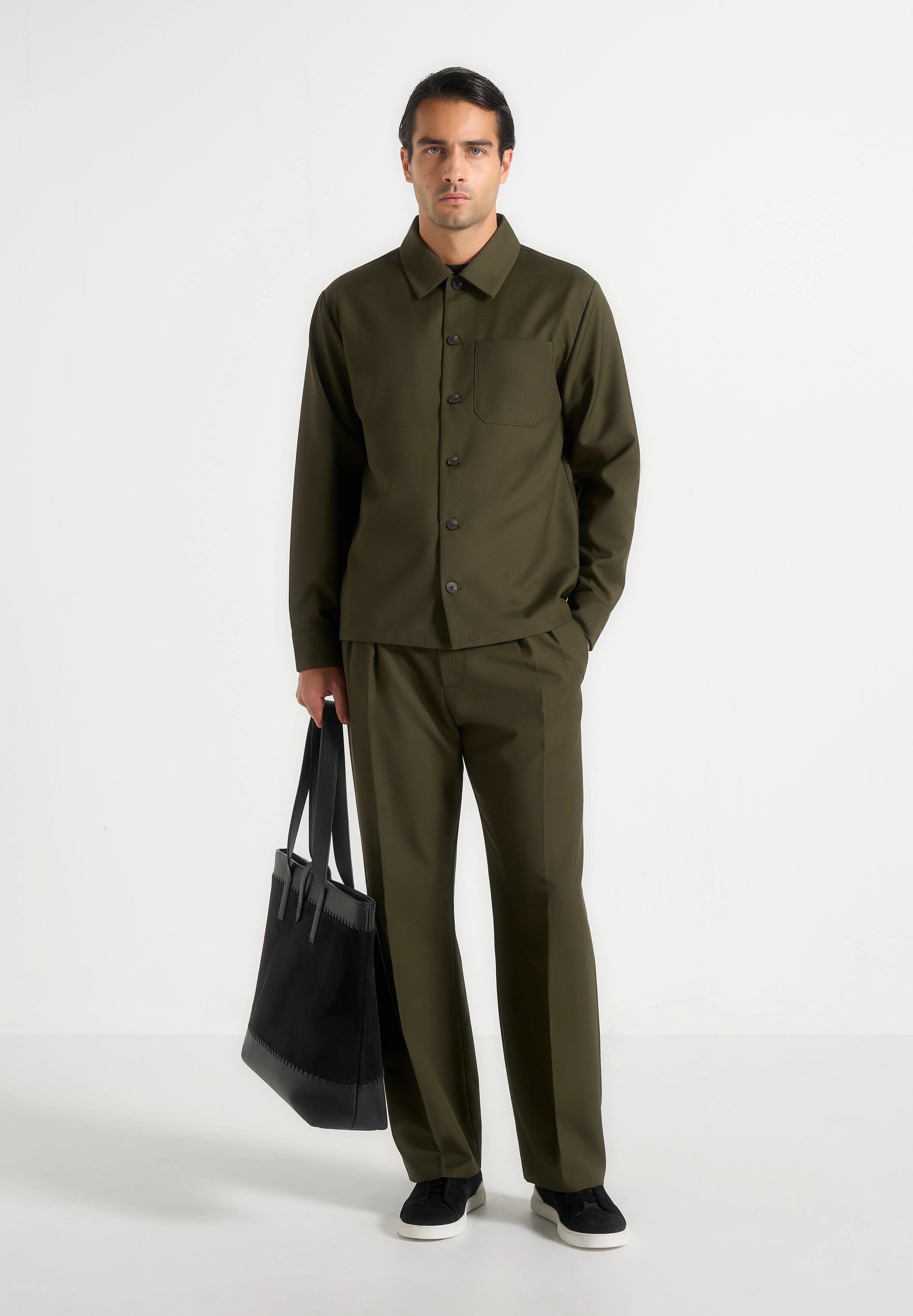 Pierre - Twin Pleat Tailored Pants - Olive - Image 2
