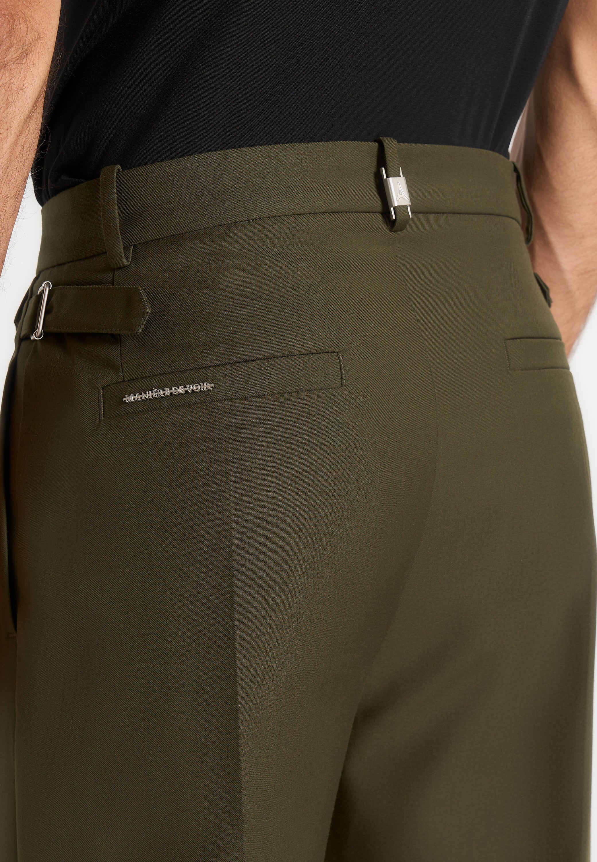 Pierre - Twin Pleat Tailored Pants - Olive - Image 6