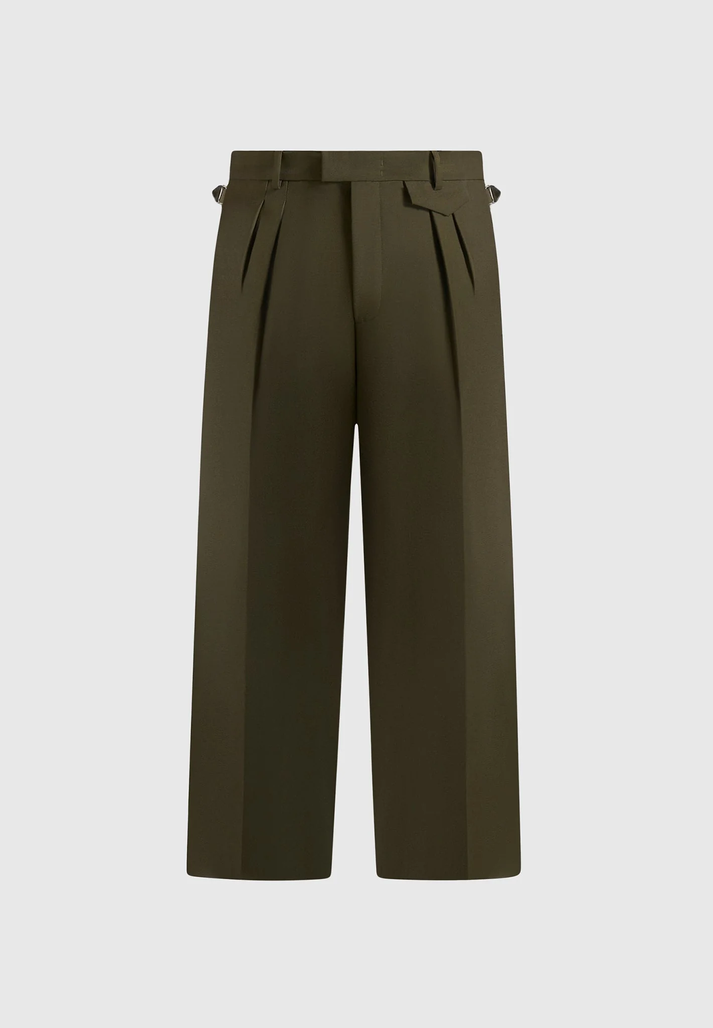 Pierre - Twin Pleat Tailored Pants - Olive - Image 7