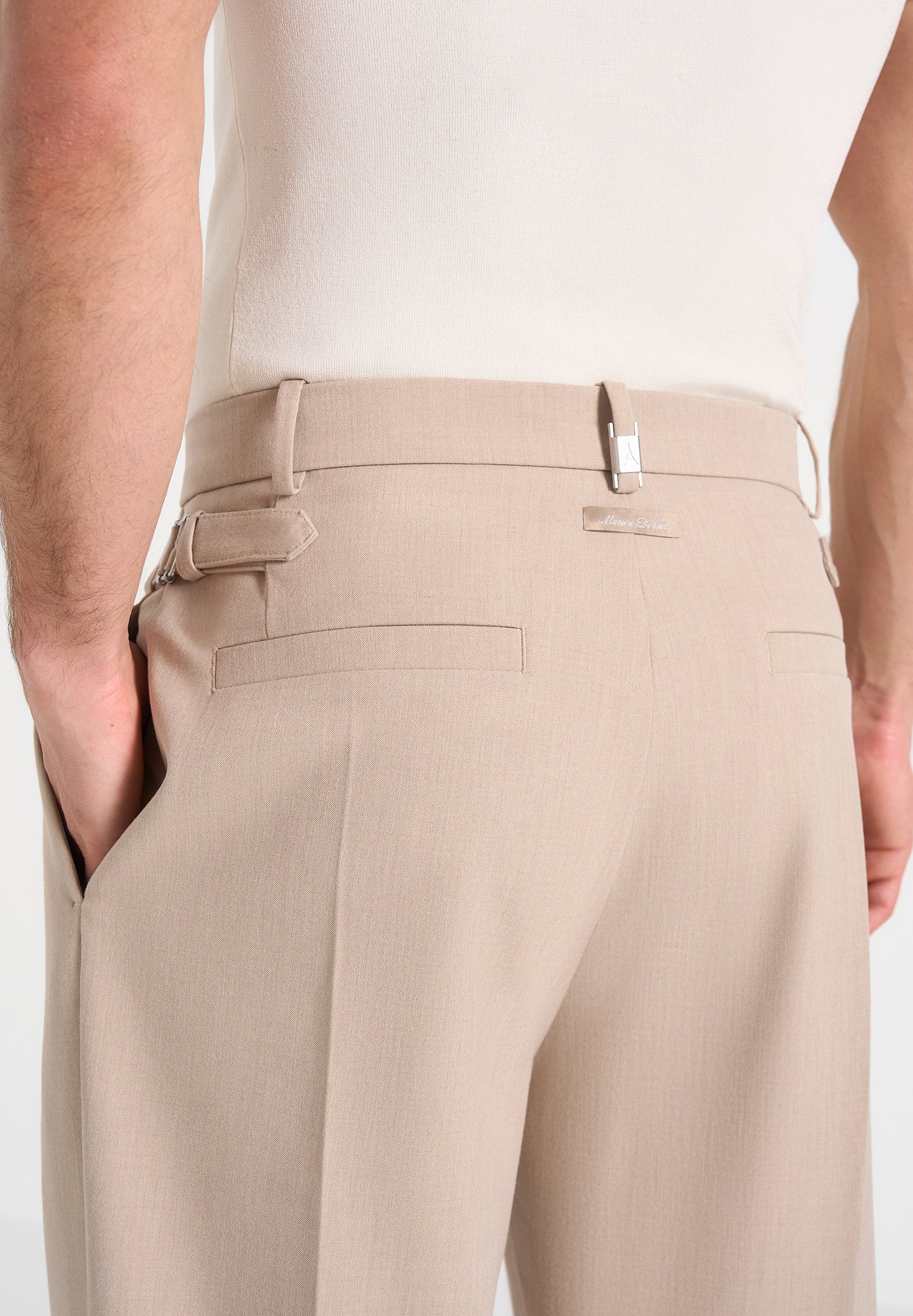 Pierre - Twin Pleat Tailored Pants - Beige - Image 6