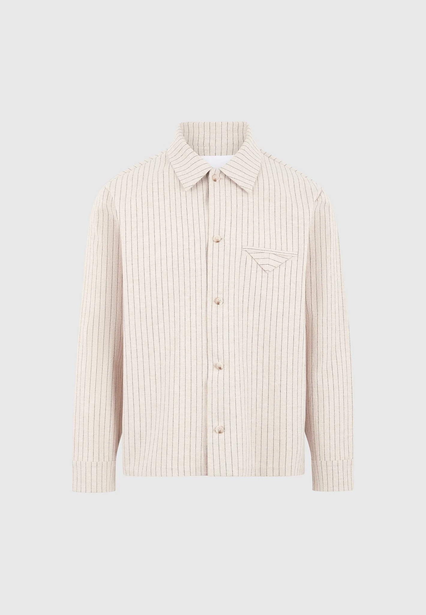 Leo - Pinstripe Overshirt - Beige - Image 5