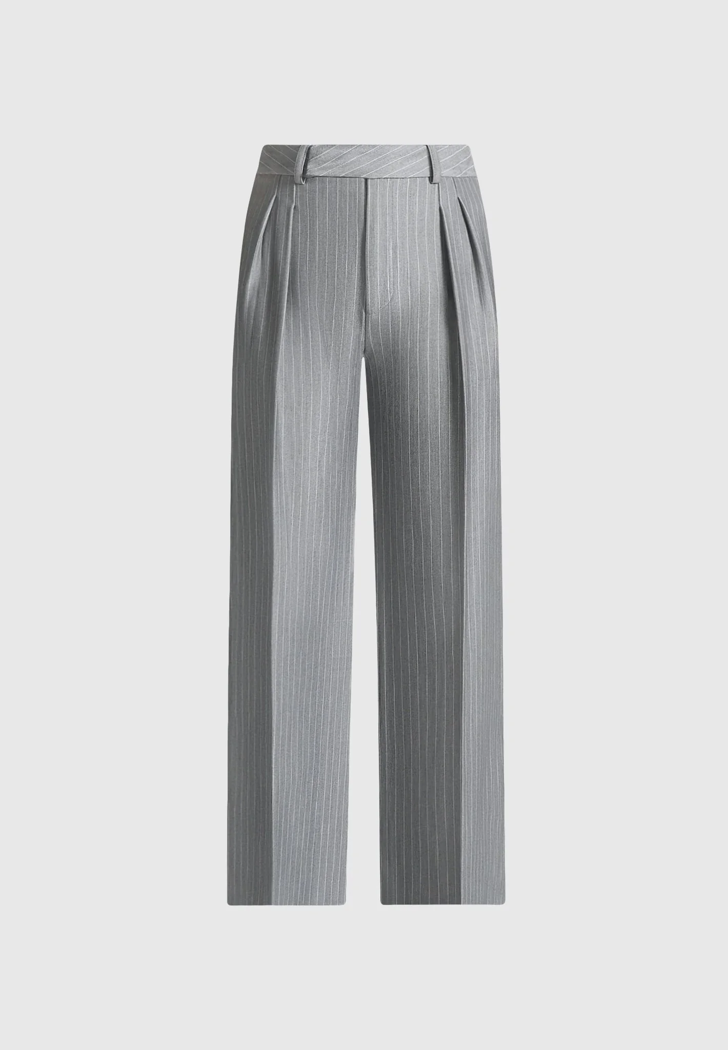 Julie - Pinstripe Twin Pleat Tailored Trousers - Grey - Image 5