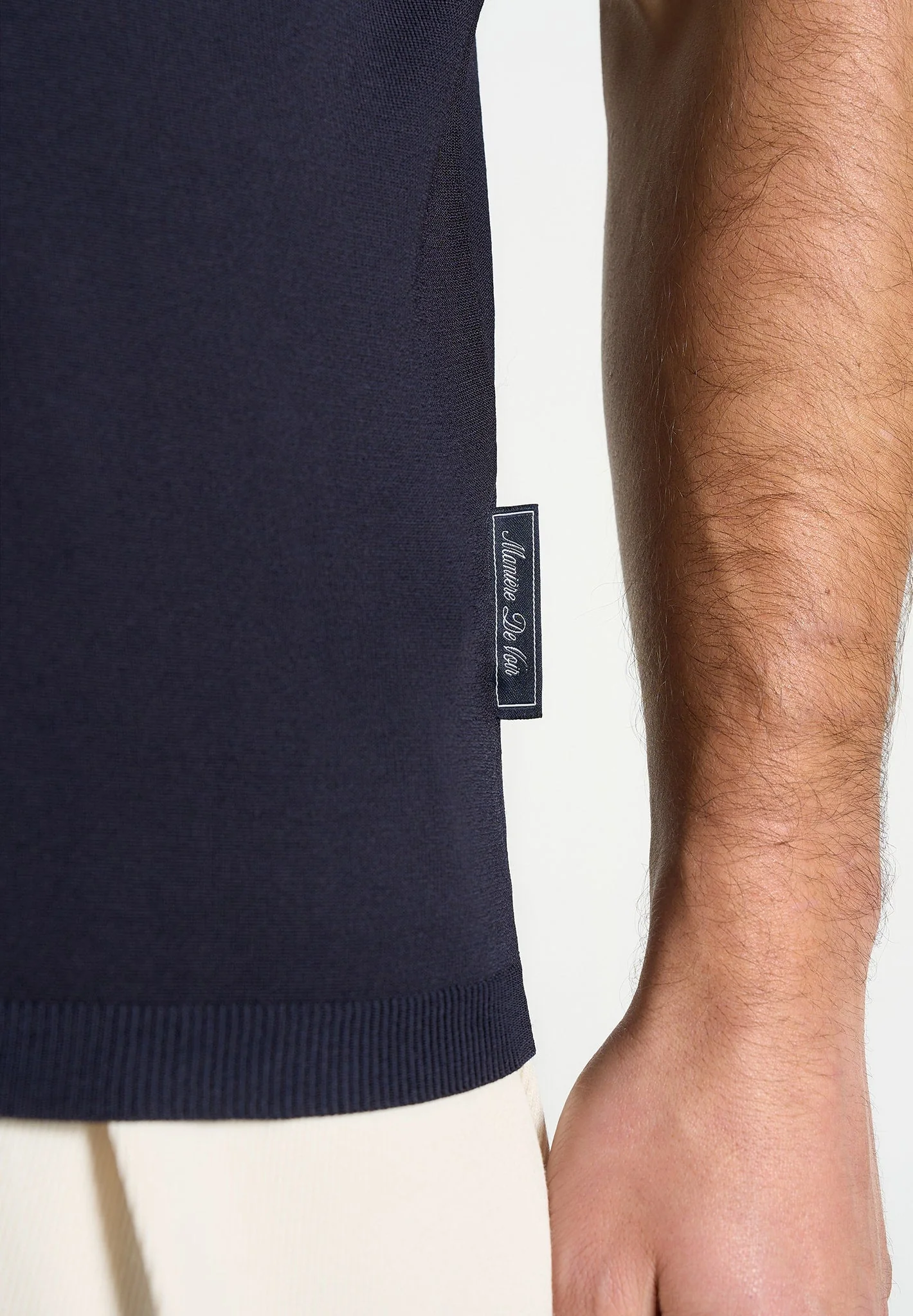 PL001 - Luxe Knitted Polo Top - Navy - Image 3