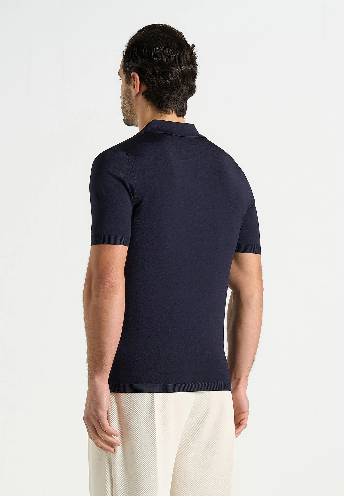 PL001 - Luxe Knitted Polo Top - Navy - Image 4