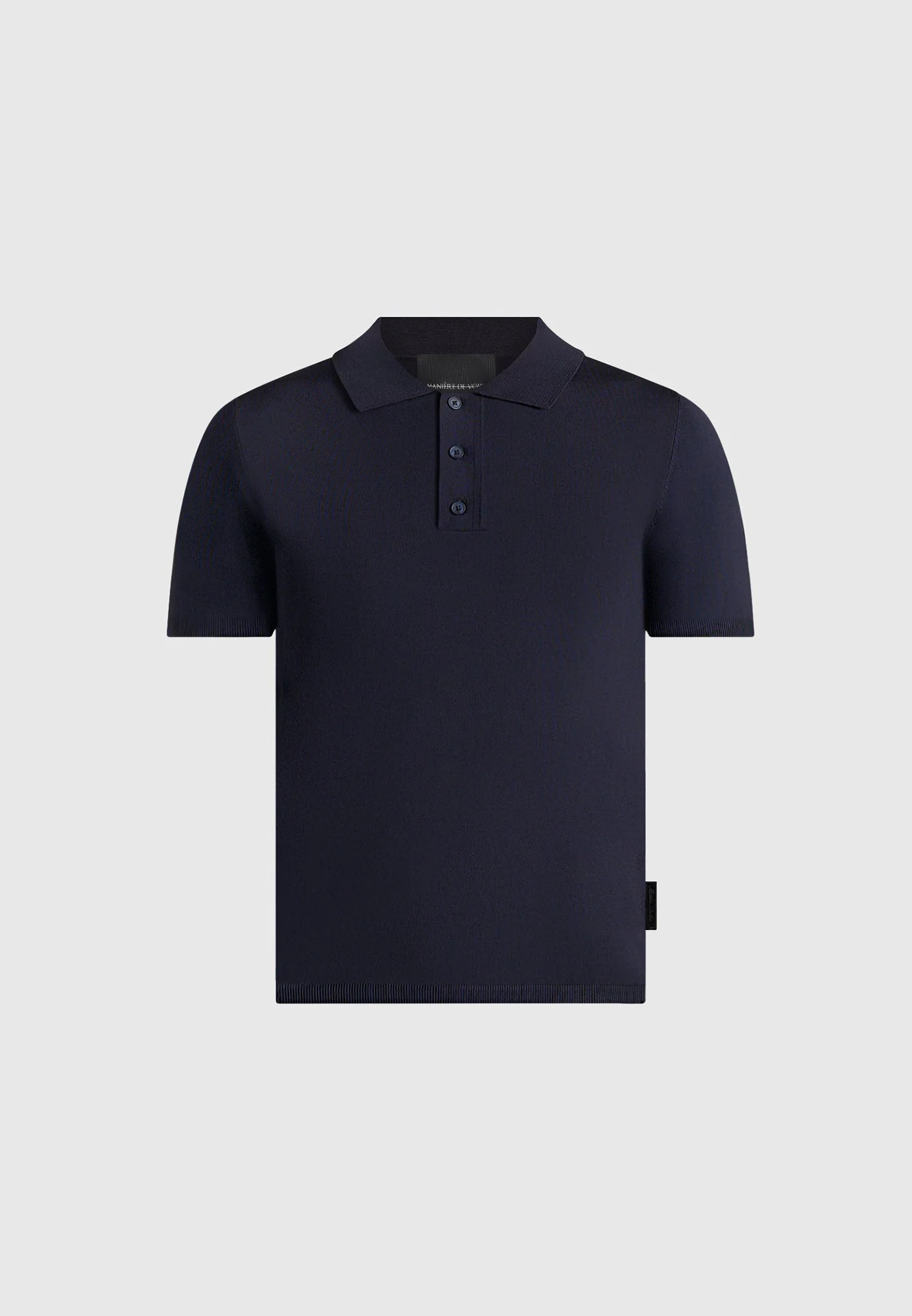 PL001 - Luxe Knitted Polo Top - Navy - Image 5