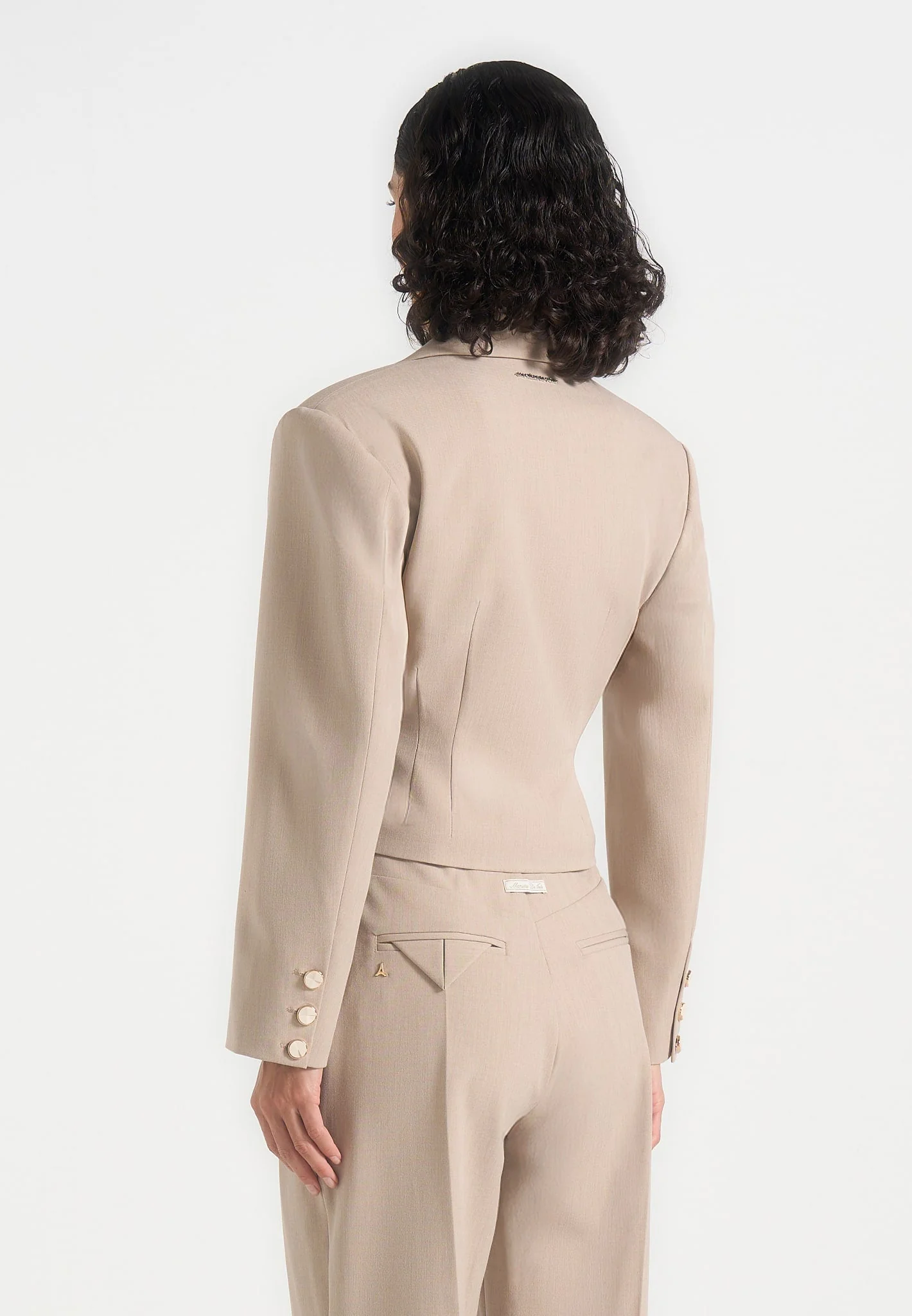 Prisca - Tailored Cropped Blazer - Beige - Image 5