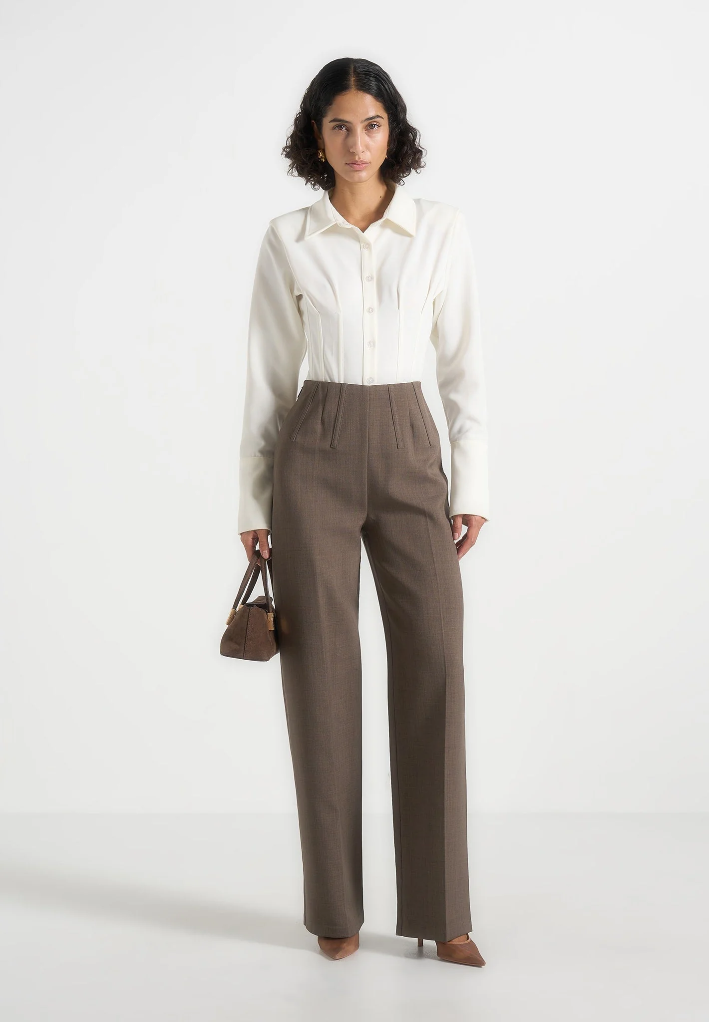 Rafaela - Corset Waist Tailored Trousers - Beige - Image 2