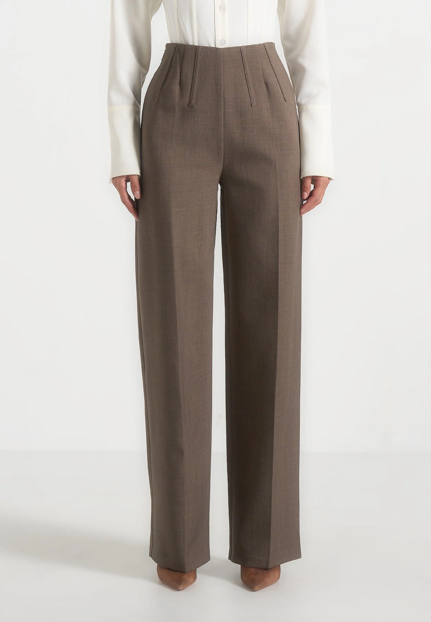 Rafaela - Corset Waist Tailored Trousers - Beige - Image 4