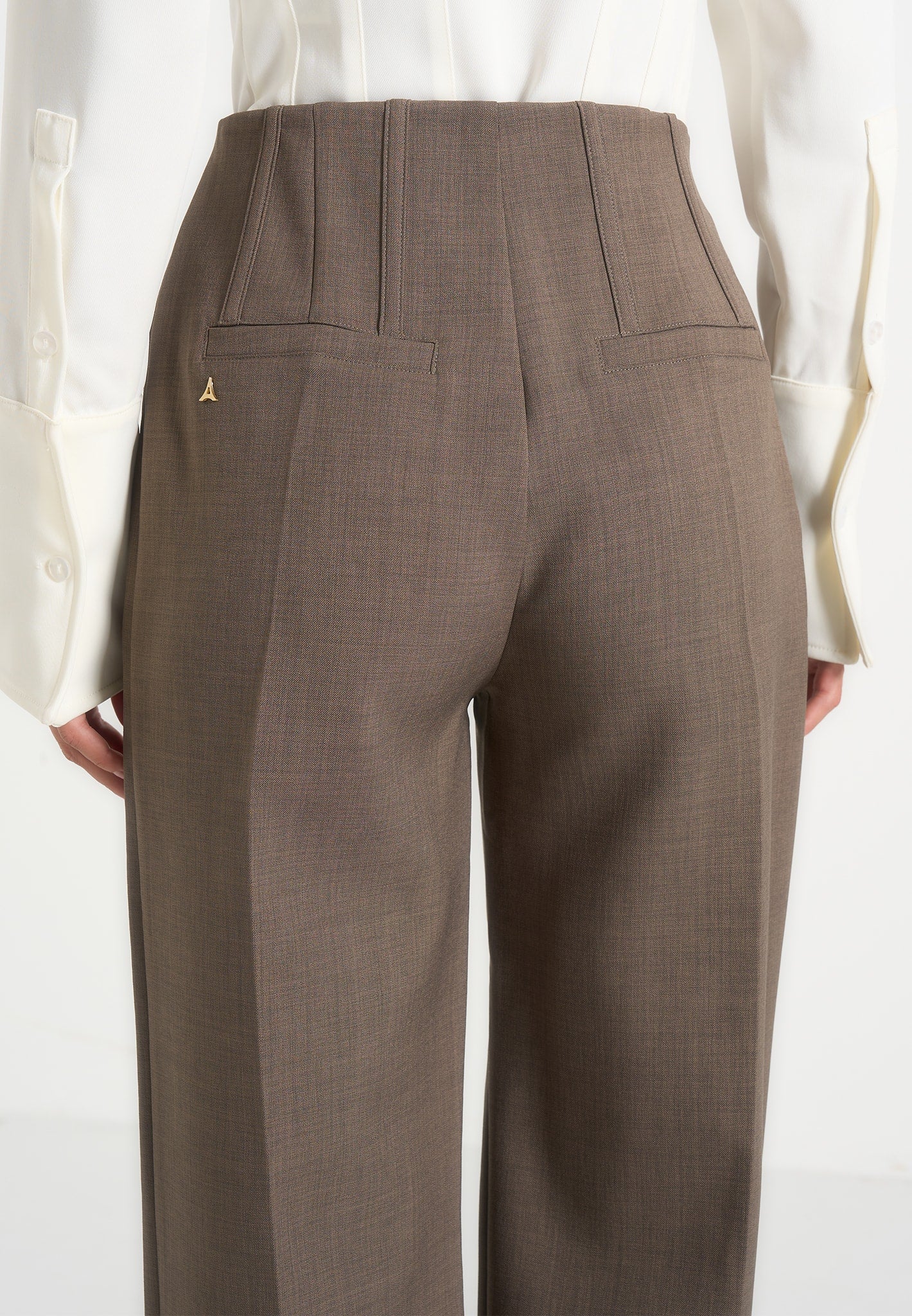 Rafaela - Corset Waist Tailored Trousers - Beige - Image 5