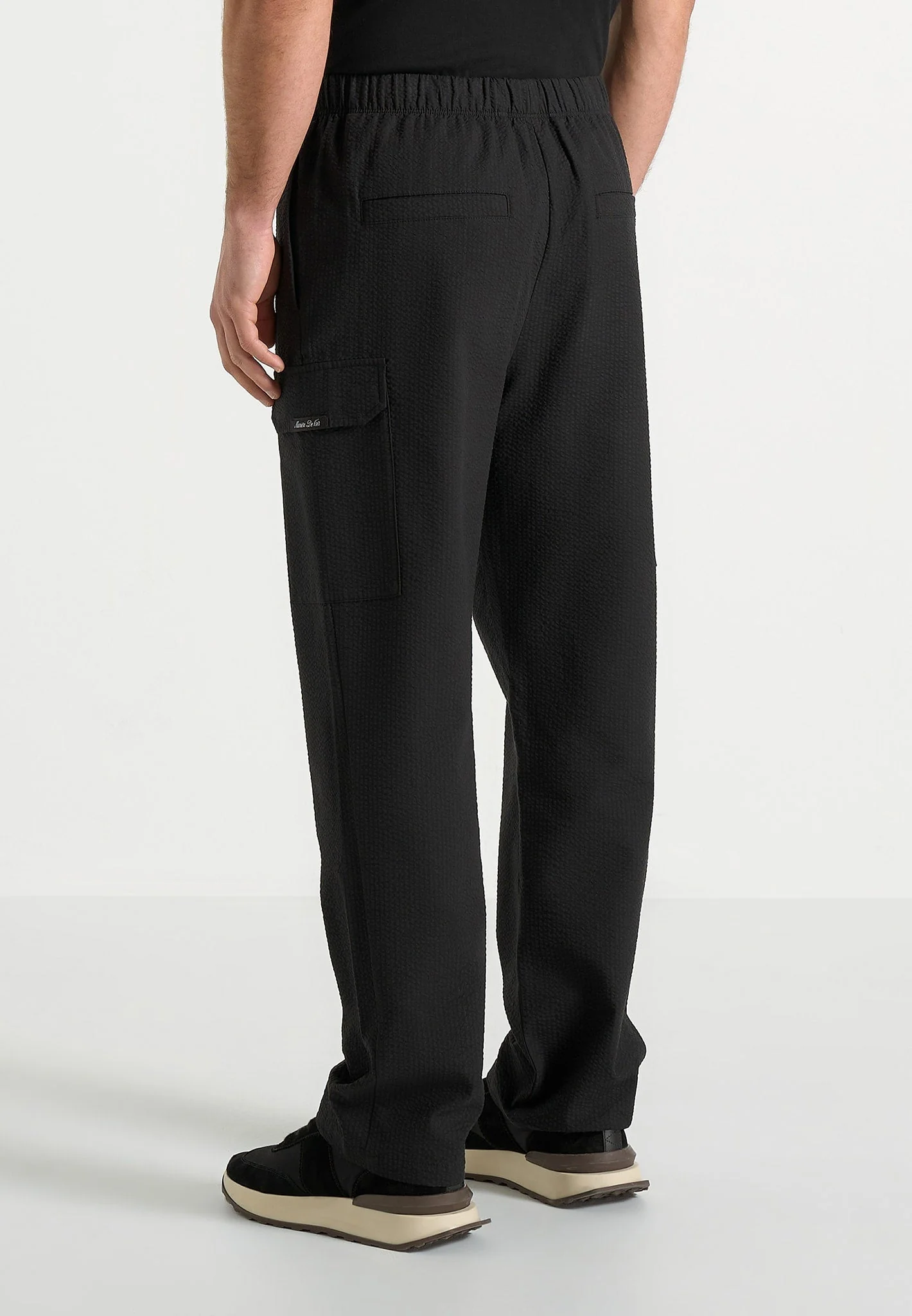 Rayan - Textured Cargo Trousers - Black - Image 4