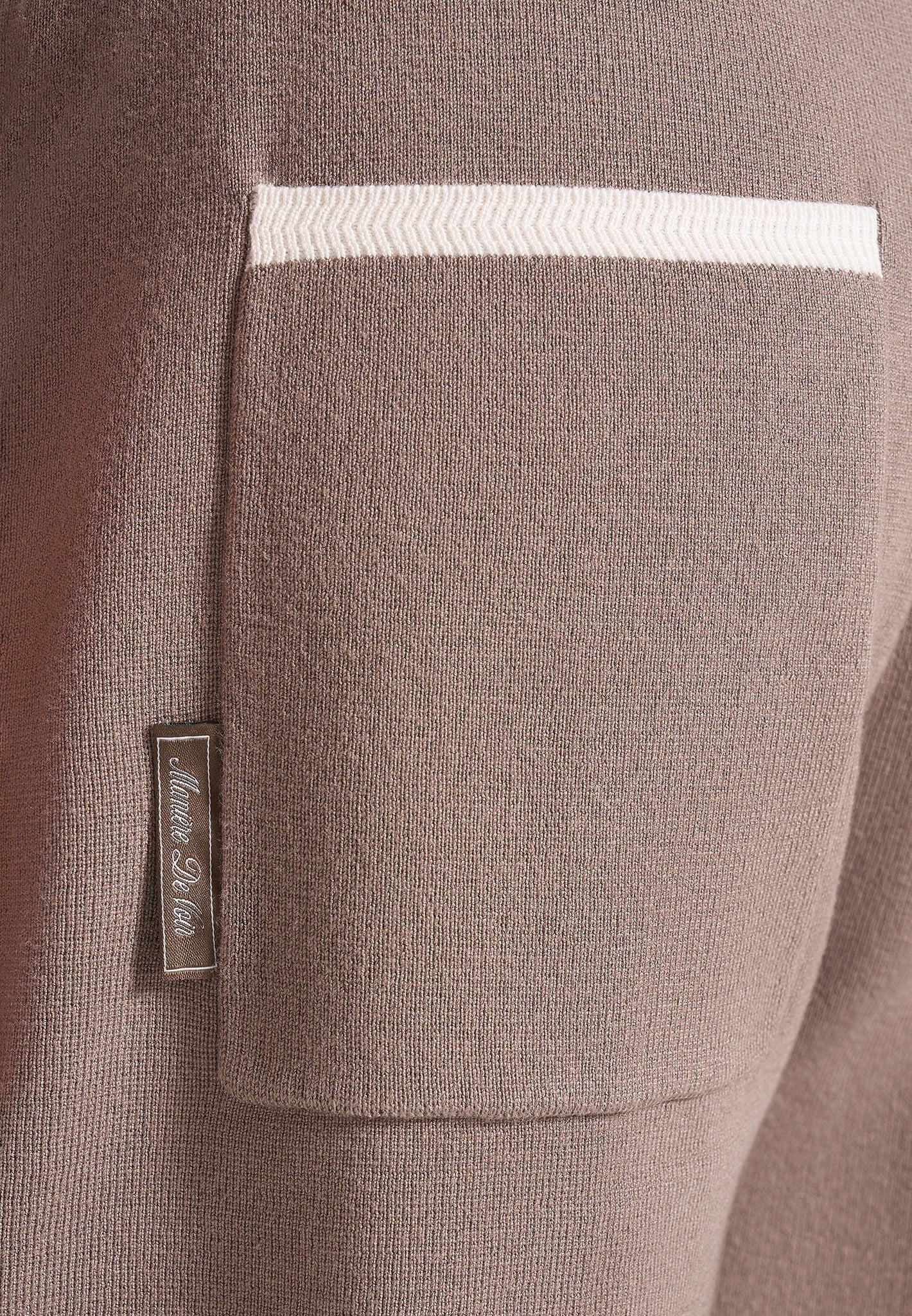 Regis - Contrast Detail Knit Shorts - Mushroom - Image 3