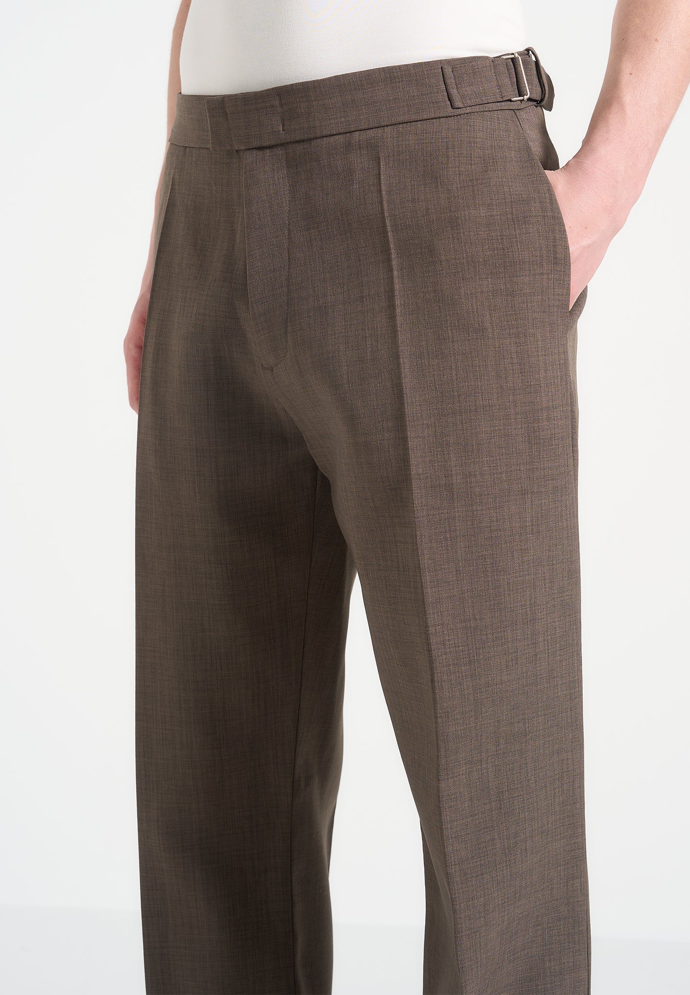 Joseph - Regular Fit Hatched Tailored Trousers - Light Brown - Image 3