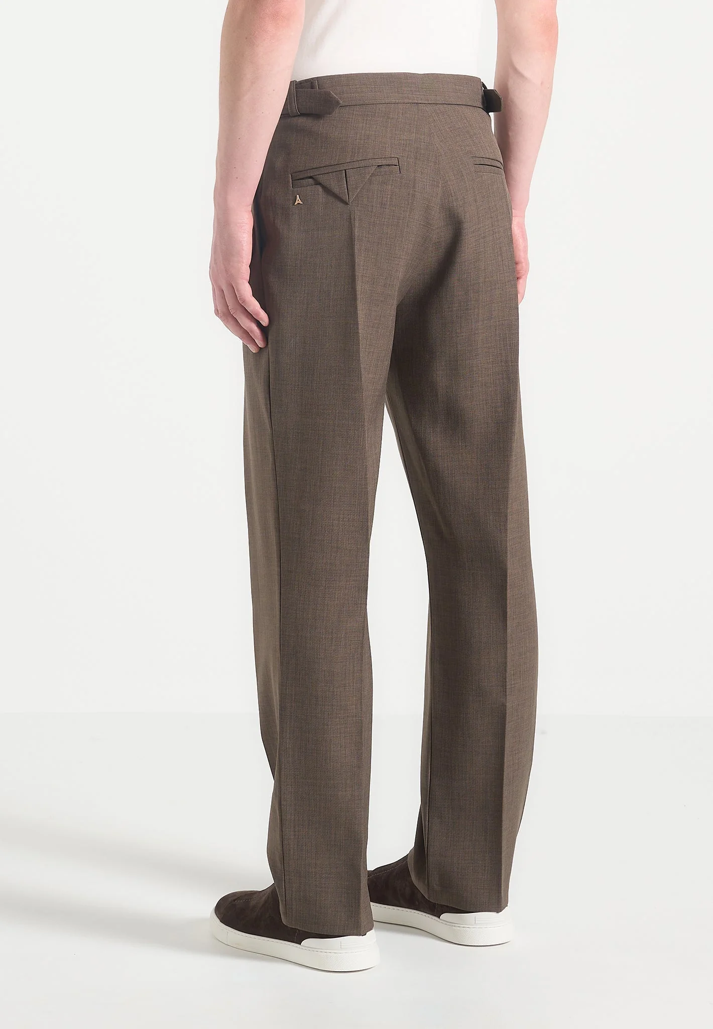 Joseph - Regular Fit Hatched Tailored Trousers - Light Brown - Image 4