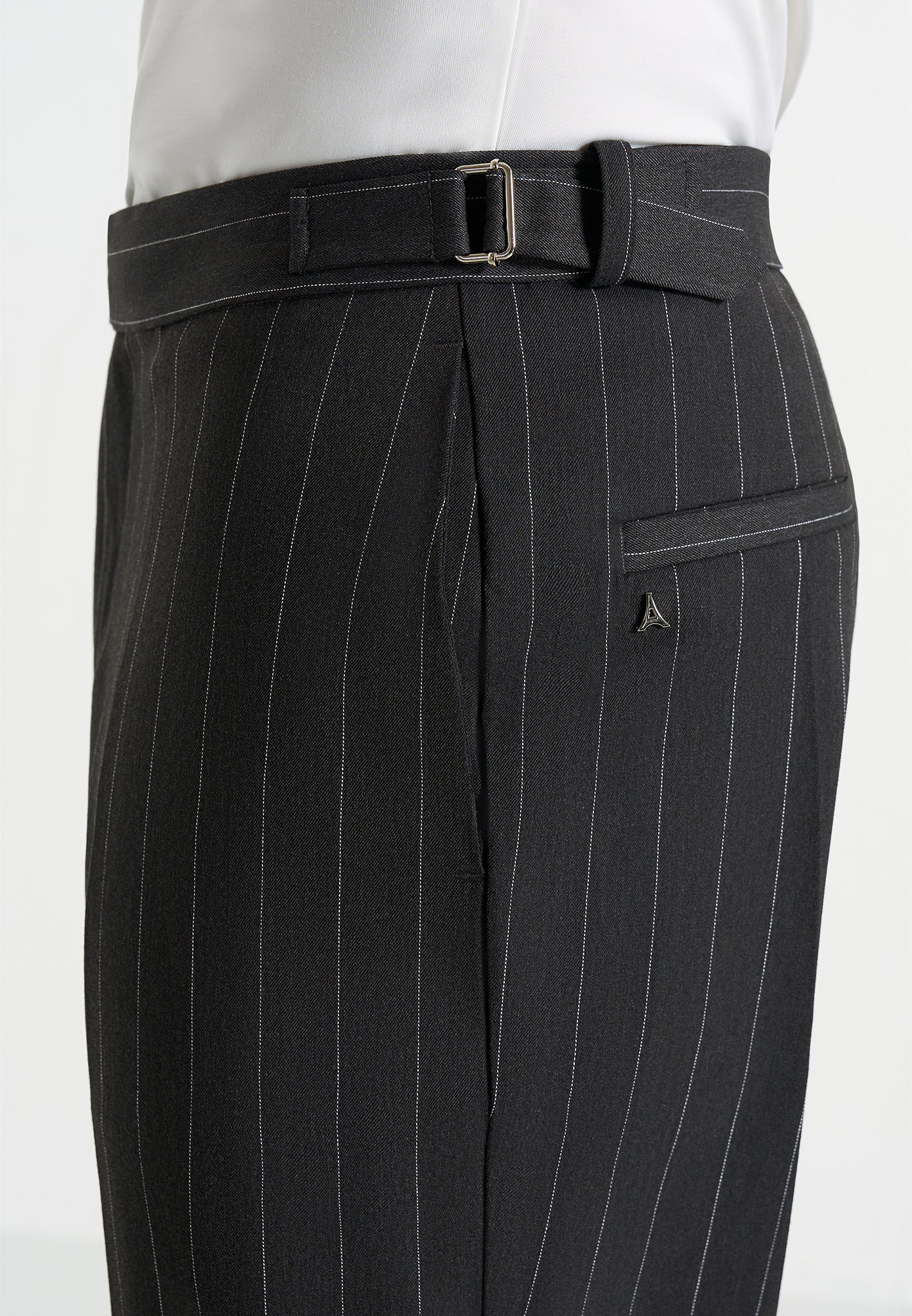 Joseph - Regular Fit Pinstripe Tailored Trousers - Grey - Image 4