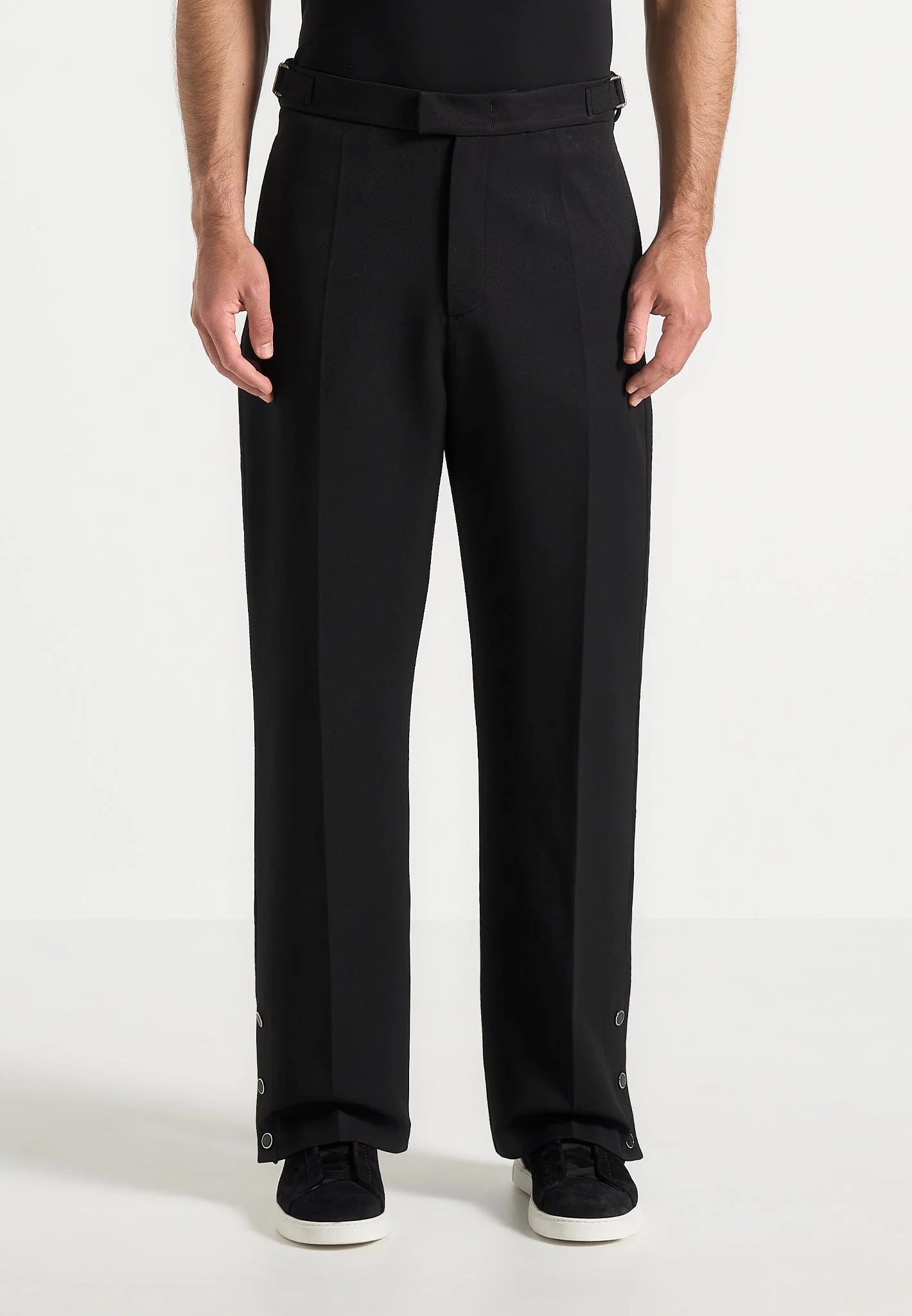 Boris - Relaxed Fit Tailored Button Cuff Trousers - Black - Image 5