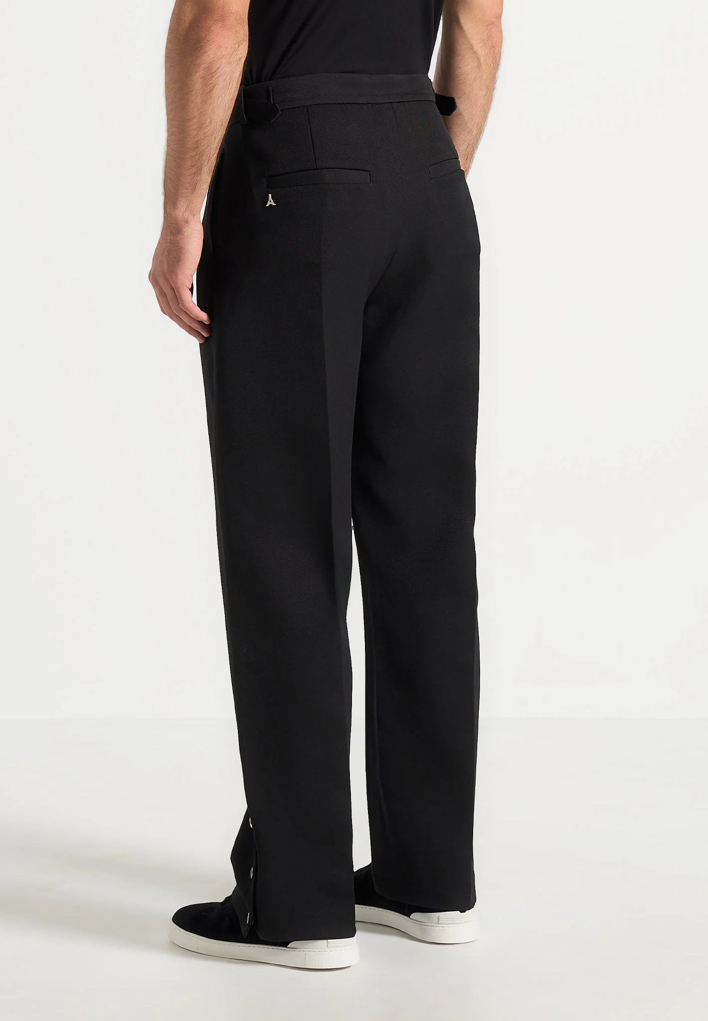 Boris - Relaxed Fit Tailored Button Cuff Trousers - Black - Image 6