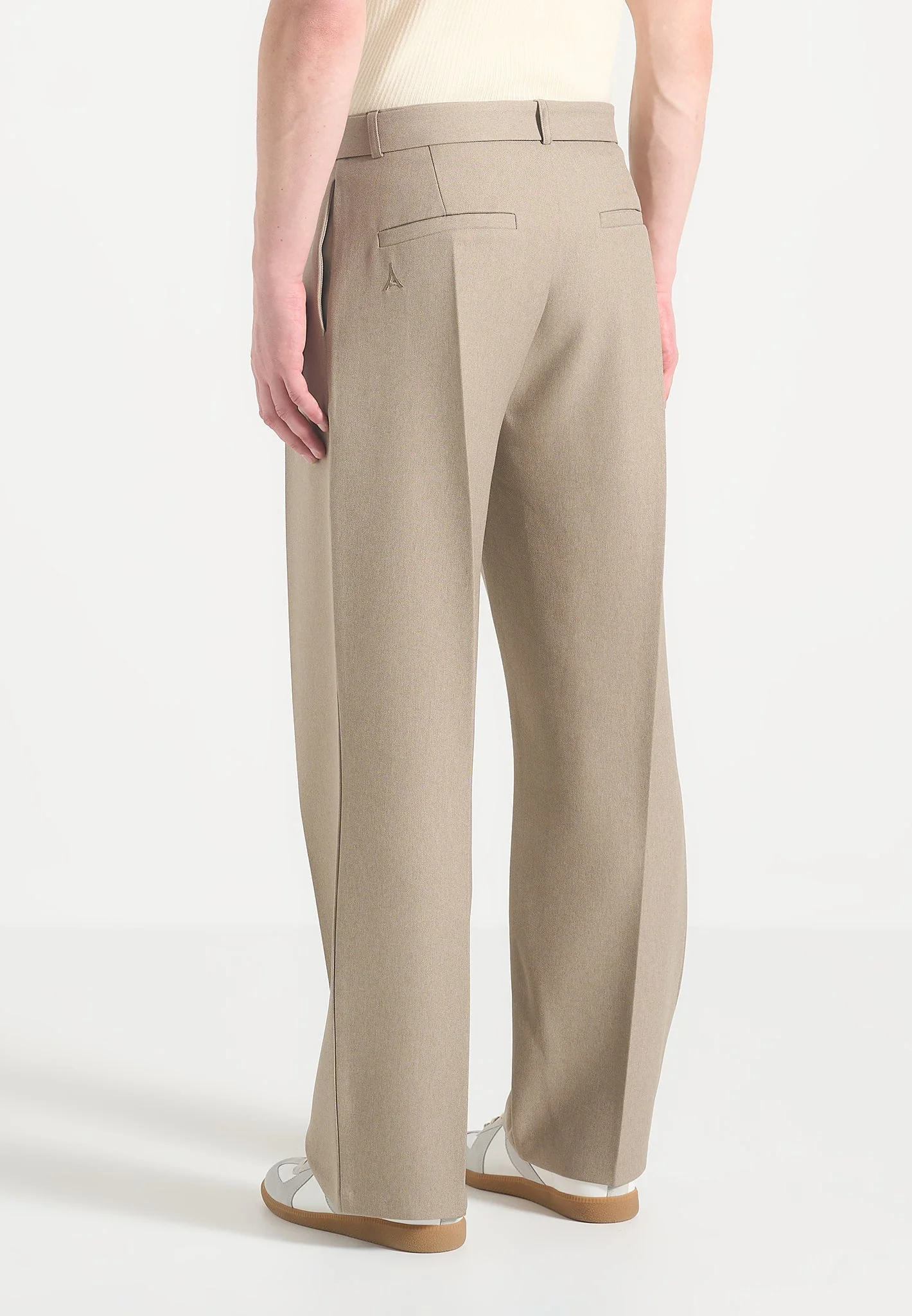 Louis - Relaxed Fit Belted Tailored Trousers - Beige - Image 4