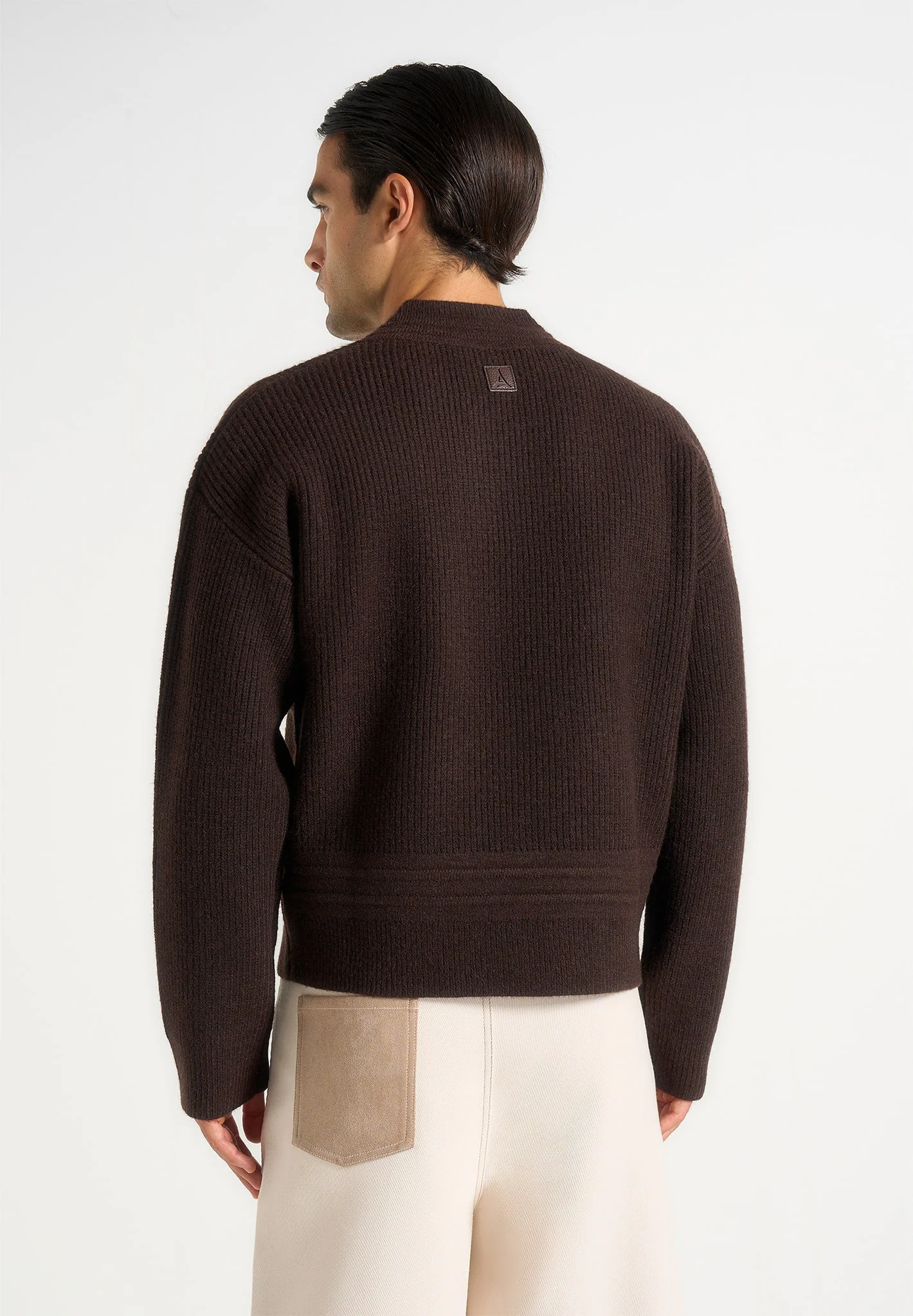 Remi - V-Neck Signature Knit Sweater - Brown - Image 4