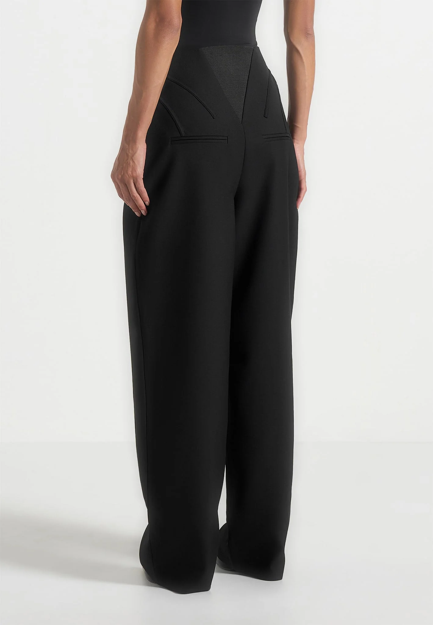 Rena - High Waisted Corset Sculptural Trousers - Black - Image 6