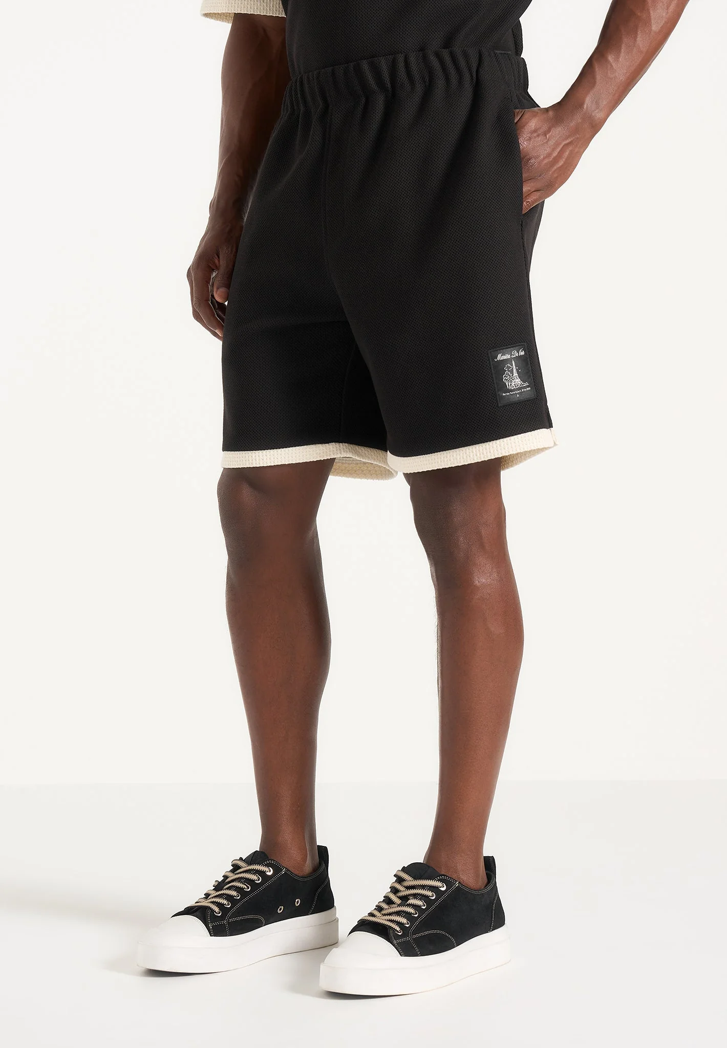 Reuben - Crochet Detail Shorts - Black - Image 2