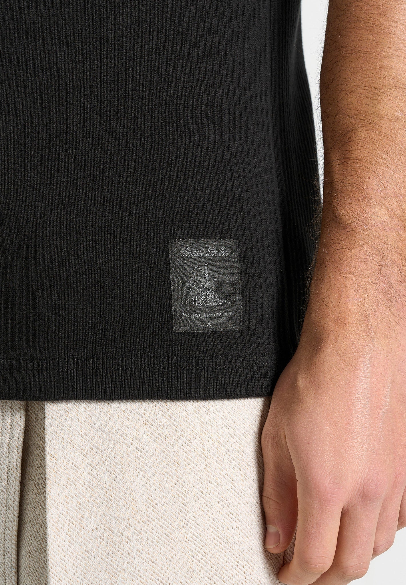 VS001 - Ribbed Cotton Tank Top - Black - Image 2