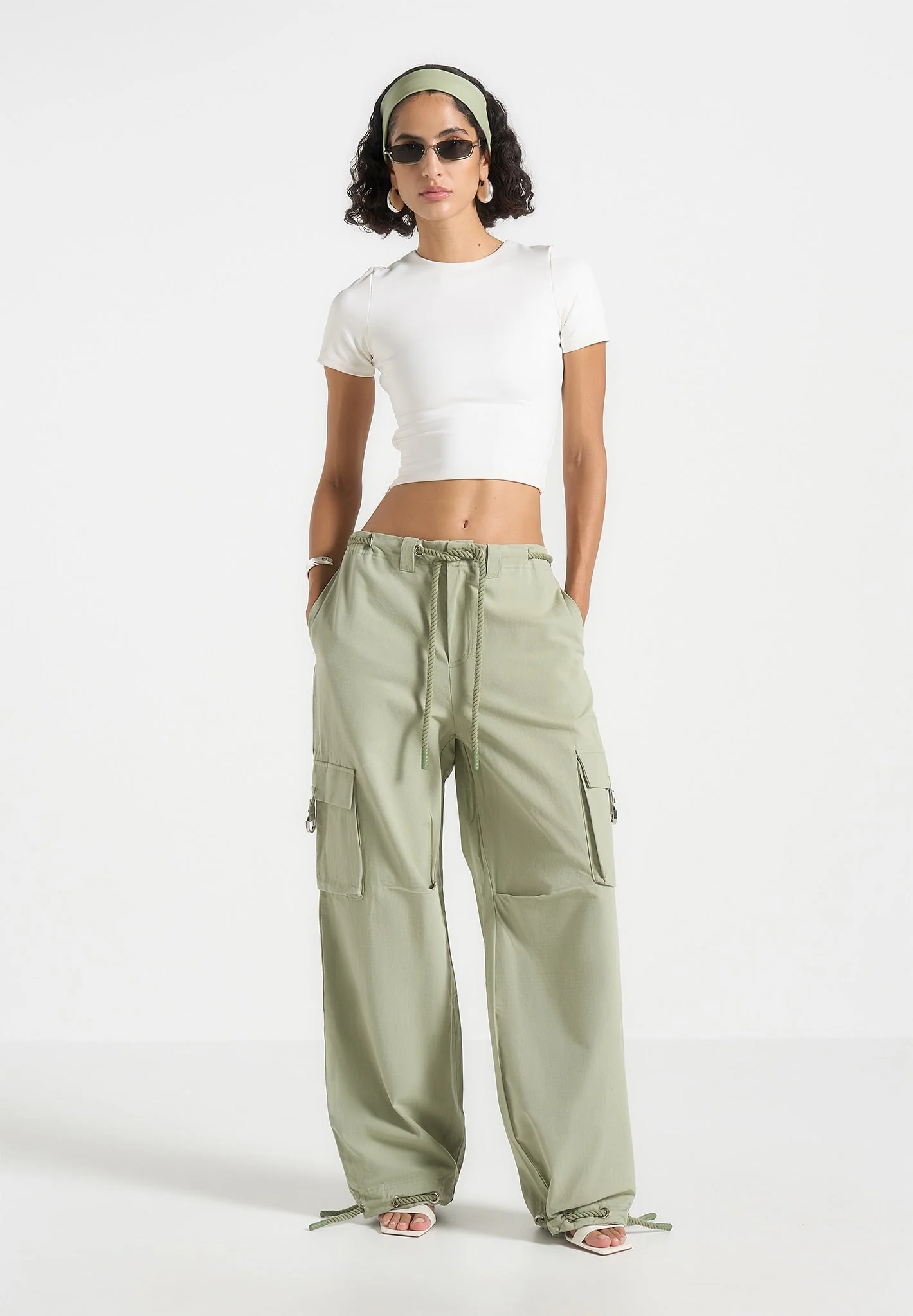 Rosa - Ripstop Parachute Cargo Pants - Sage - Image 2
