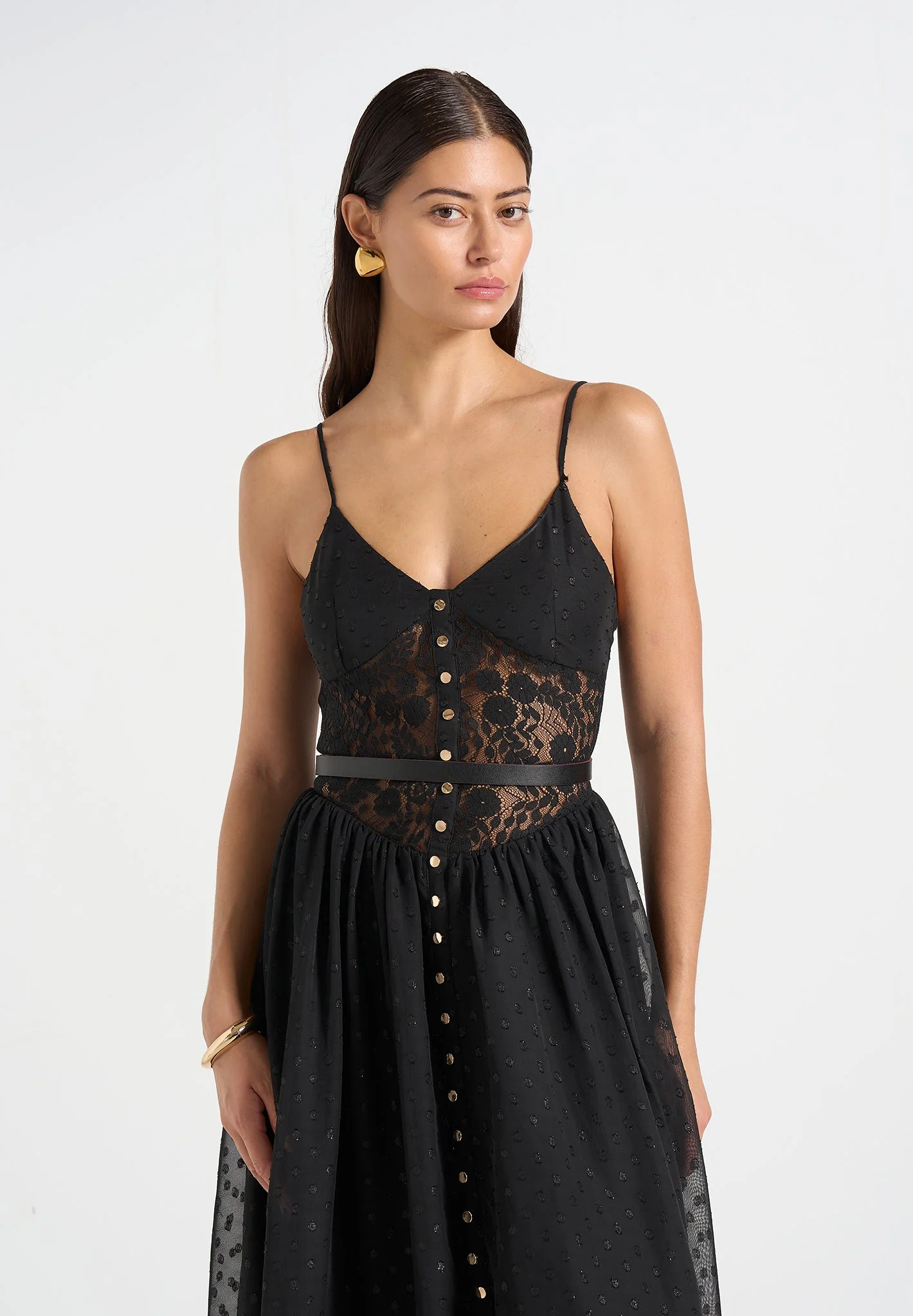 Rosie - Lace Corset Maxi Dress - Black - Image 4