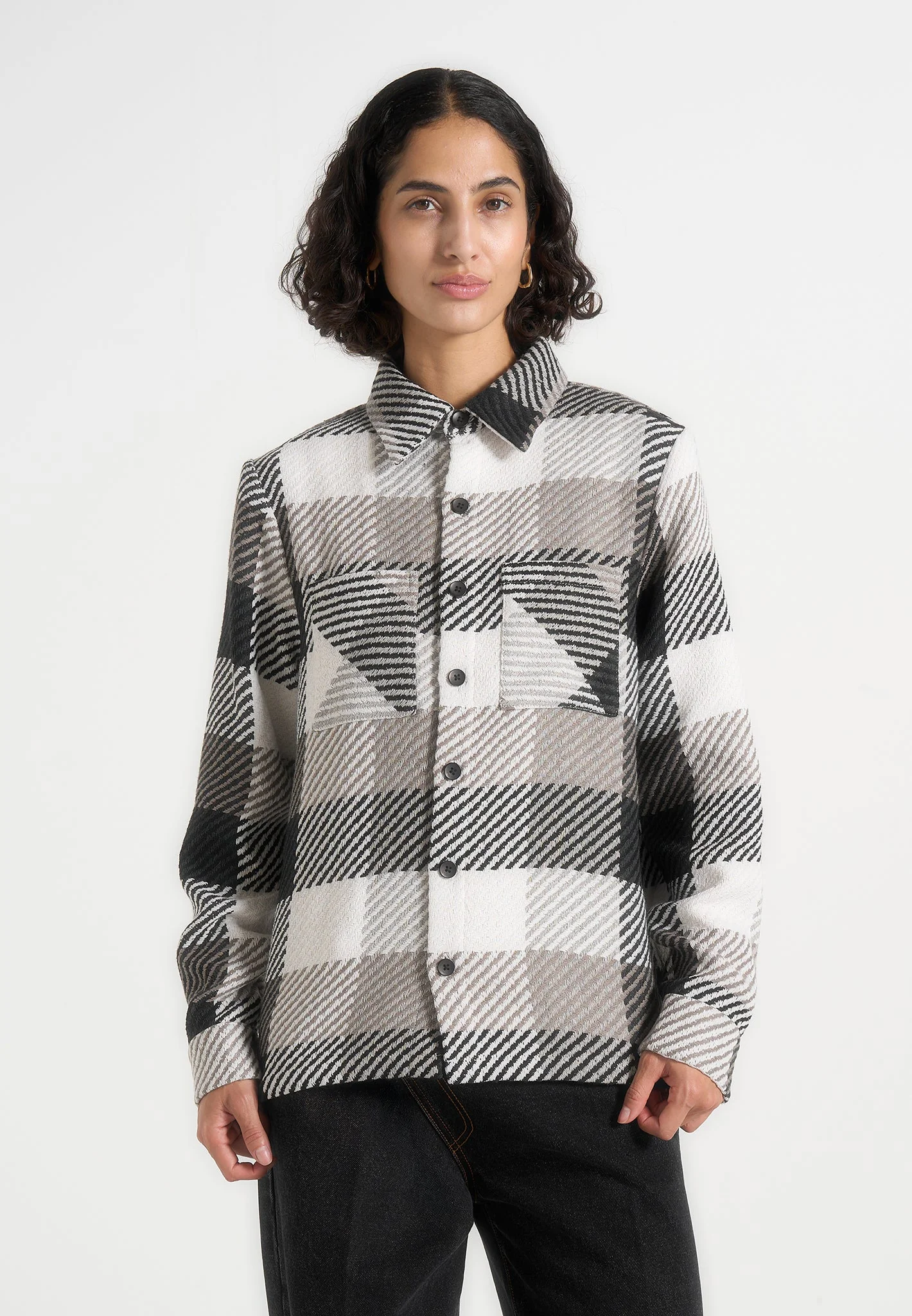 Rune - Unisex Check Overshirt - Black - Image 3