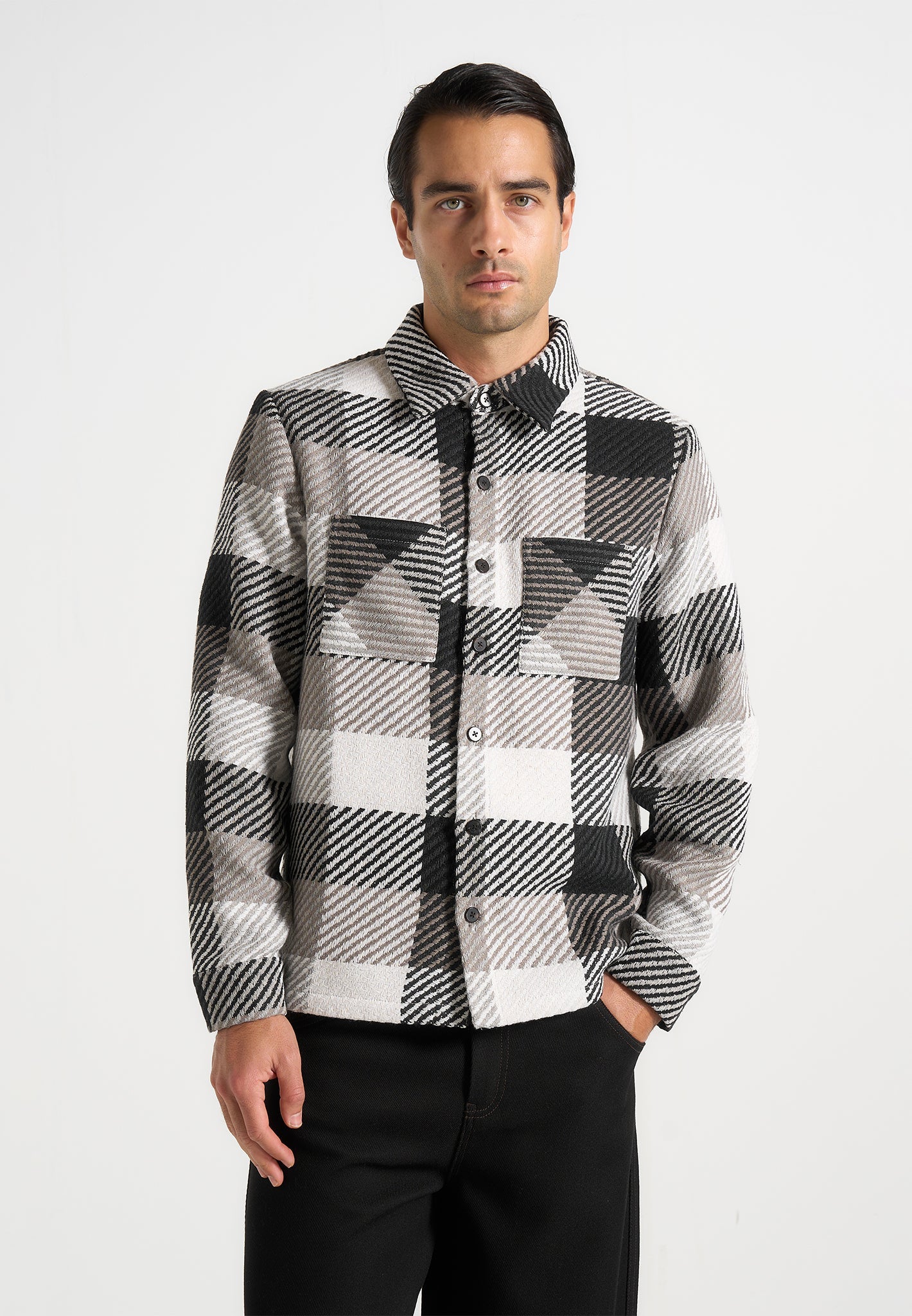 Rune - Unisex Check Overshirt - Black - Image 4