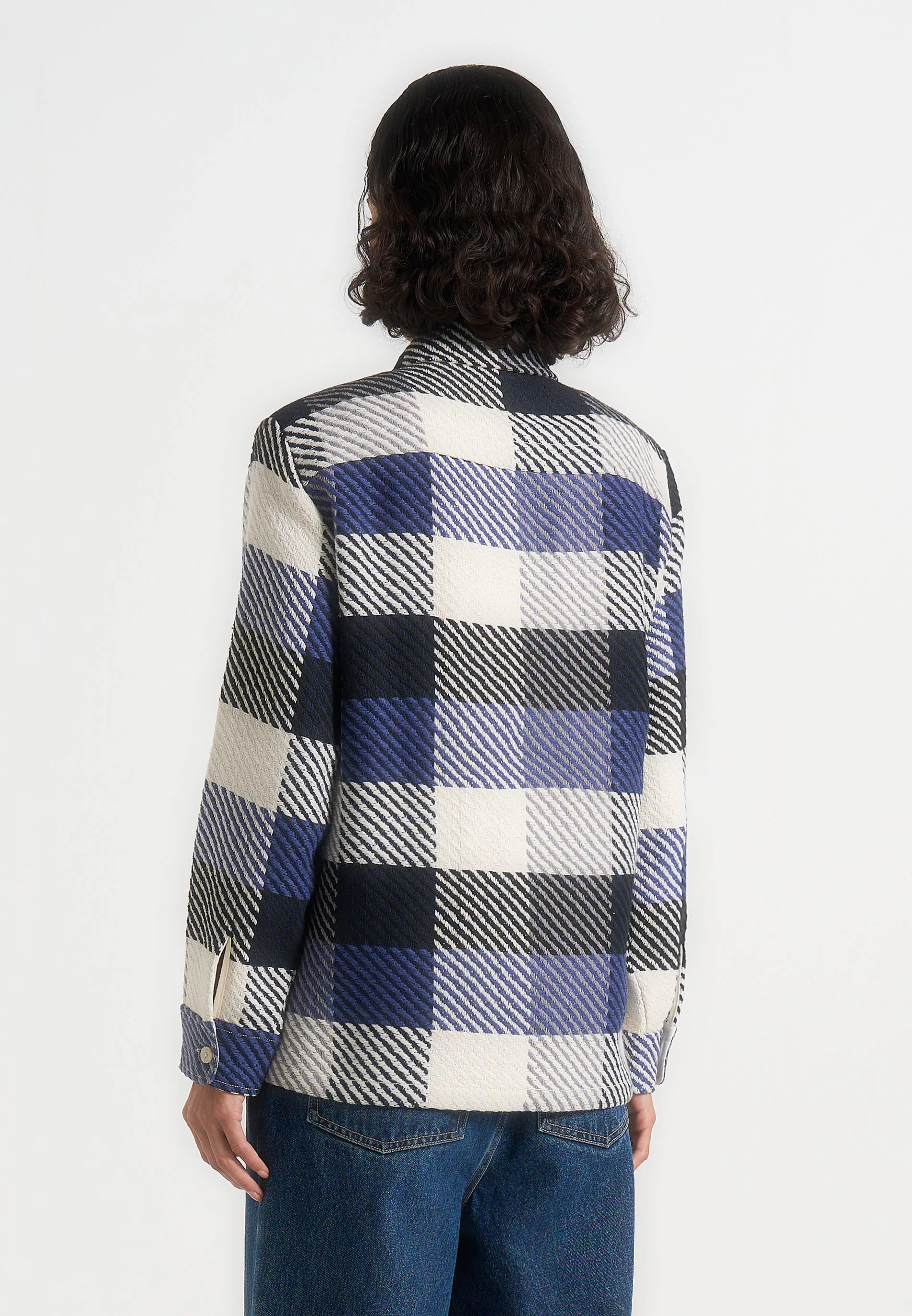 Rune - Unisex Check Overshirt - Navy - Image 6