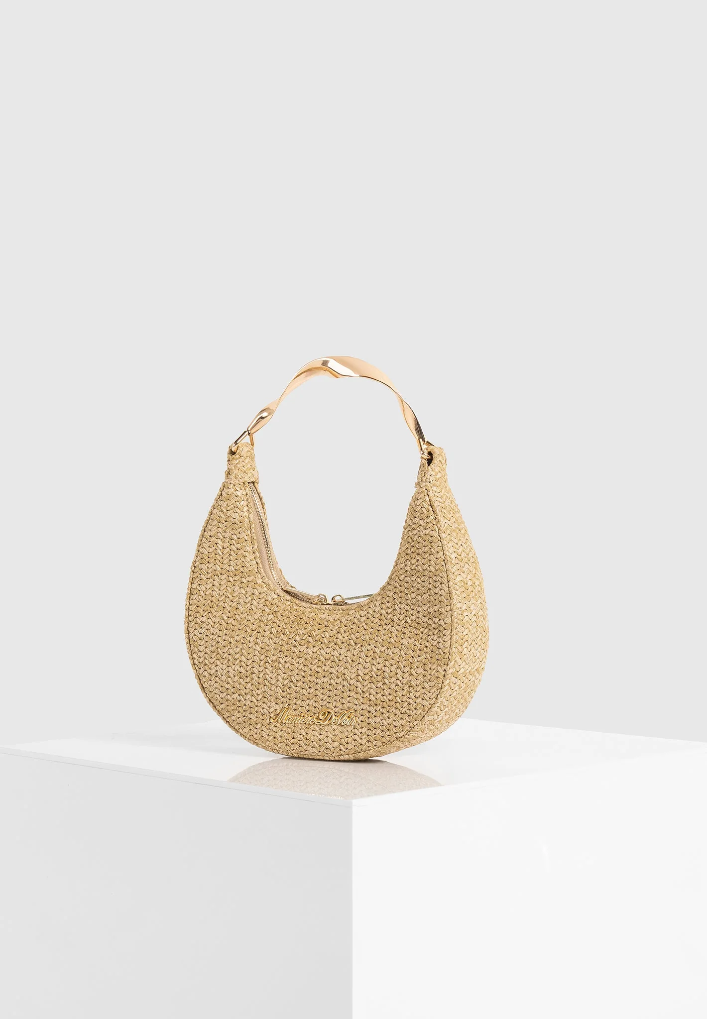 Sadie - Raffia Crescent Bag - Natural - Image 6
