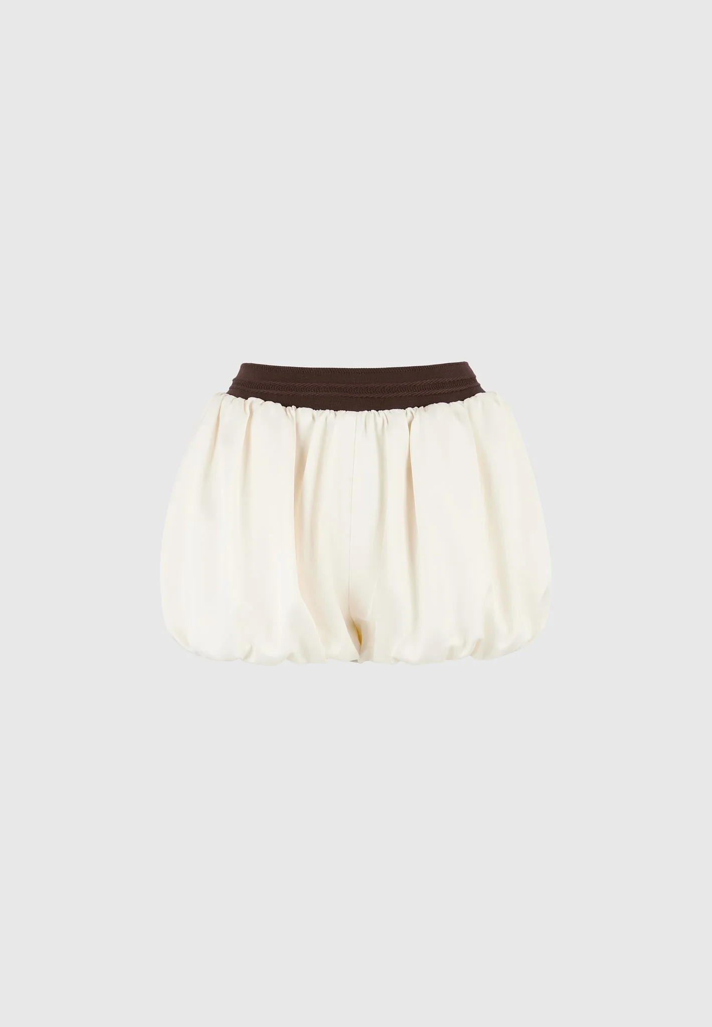Zoe - Satin Balloon Shorts - Ivory/Brown - Image 5